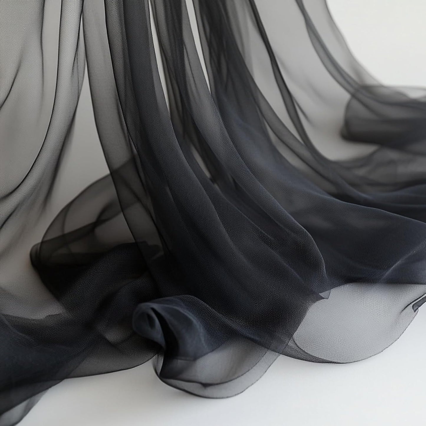 10x10ft Black Tulle Backdrop Curtain with String Lights, Wrinkle-Free Sheer Wedding Backdrop for Birthday Parties, Baby Showers, Bridal Showers, Photo Shoots and Home Decorations, Black