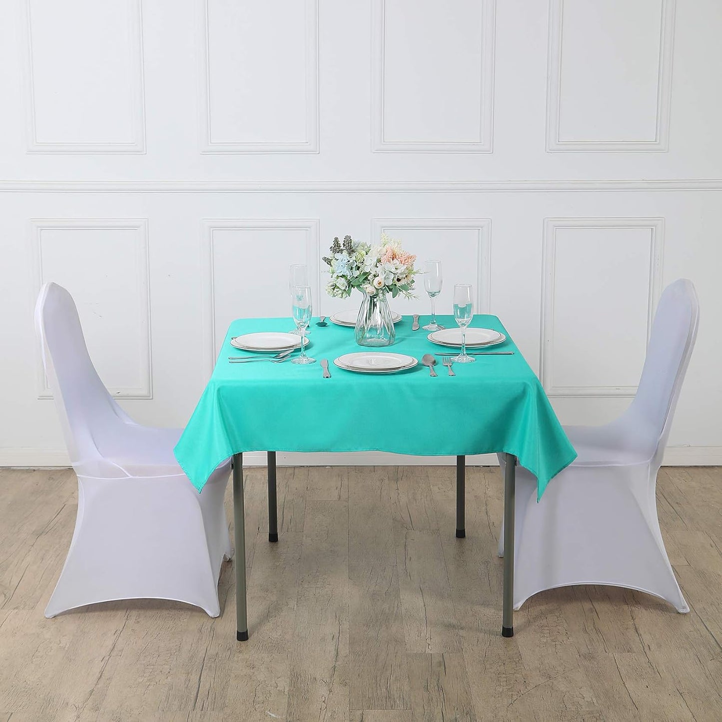 Cupuamon Square Tablecloth 70x70 inch Washable Polyester Fabric Table Cloth for Wedding Party Dining Banquet Decoration(70x70,Turquoise)