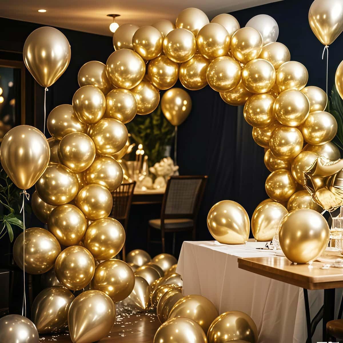 300 Pcs Gold Metallic Chrome Balloons 12 inch Gold Helium Party Balloon for Wedding Baby Shower Christmas Birthday Party Decoration