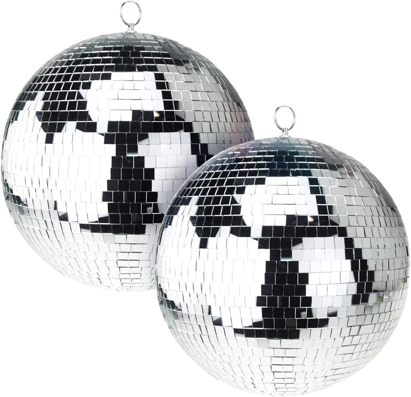8-Inch Disco Ball 2-Pack – Silver Hanging Mirror Ball with String, Reflective Disco Ball Decorations for Weddings, Birthdays, Classrooms, Home, DIY, Indoor & Outdoor Events