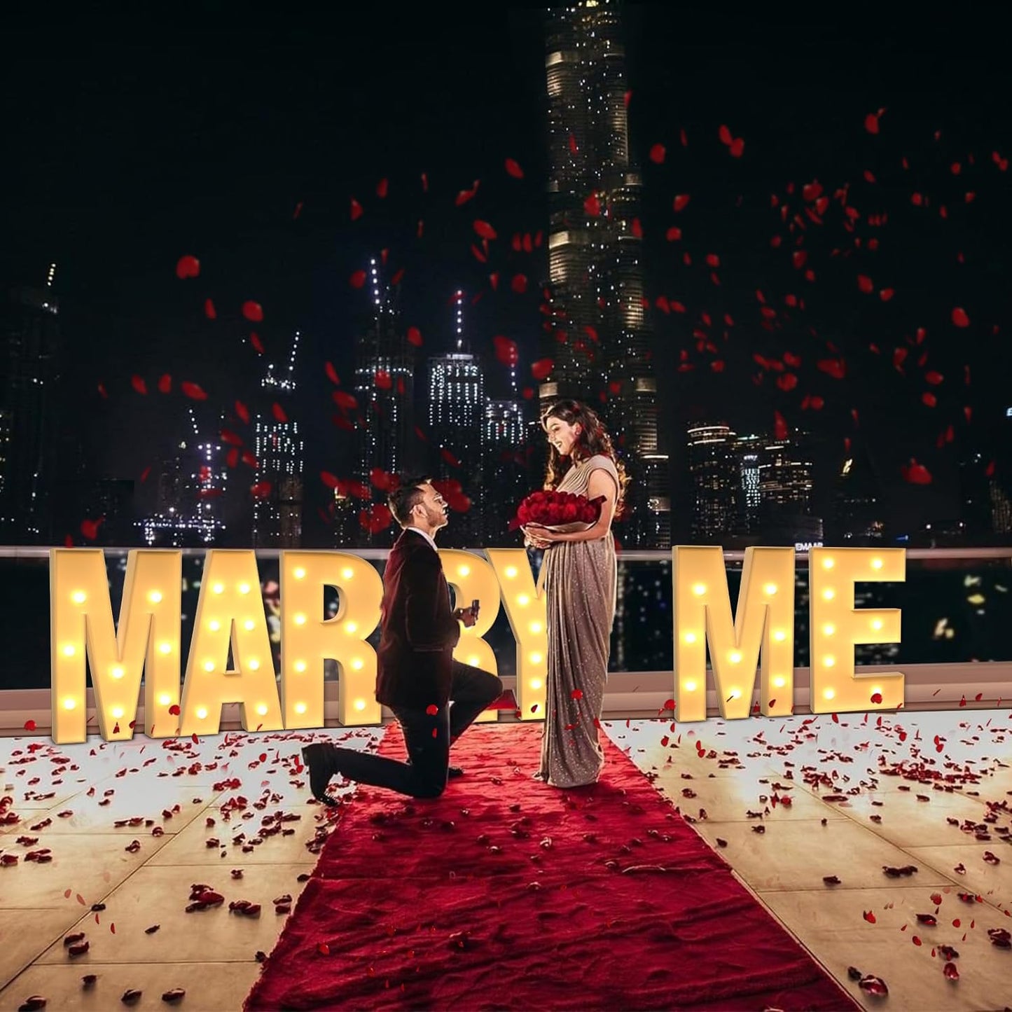 Marquee Letters 4 Feet Tall Large Light Up Letters M Wedding Mr and Mrs Sign Marry Me Engagement Party Decor Yellow Light Birthday Decorations Balloon Arch Kit Foam Sign M