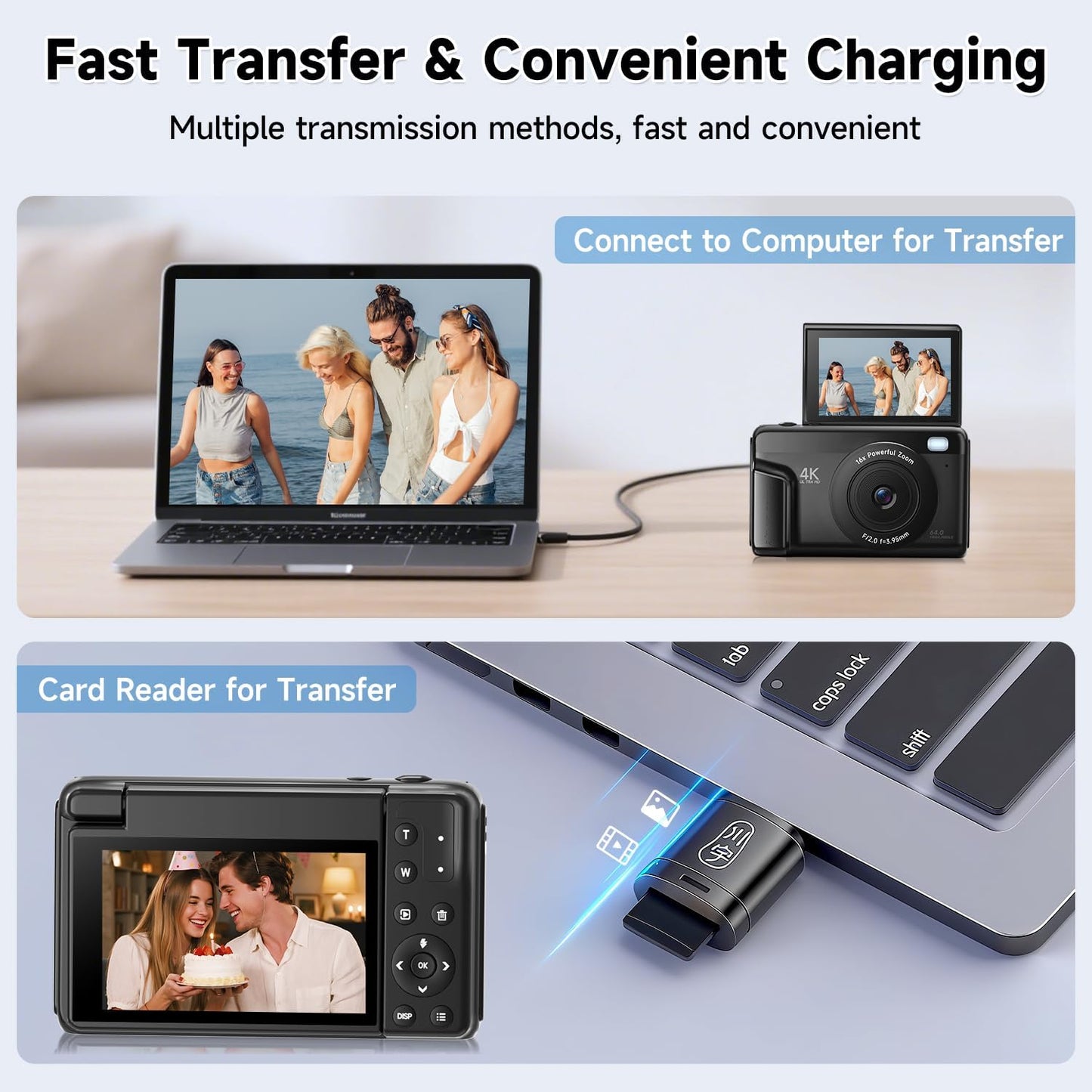 4K Digital Camera for Photography, Autofocus 64MP Vlogging Camera for YouTube with 3" 180° Flip Screen, 16X Zoom Compact Travel Point and Shoot Camera with Flash for Beginners, 64GB Card, Black