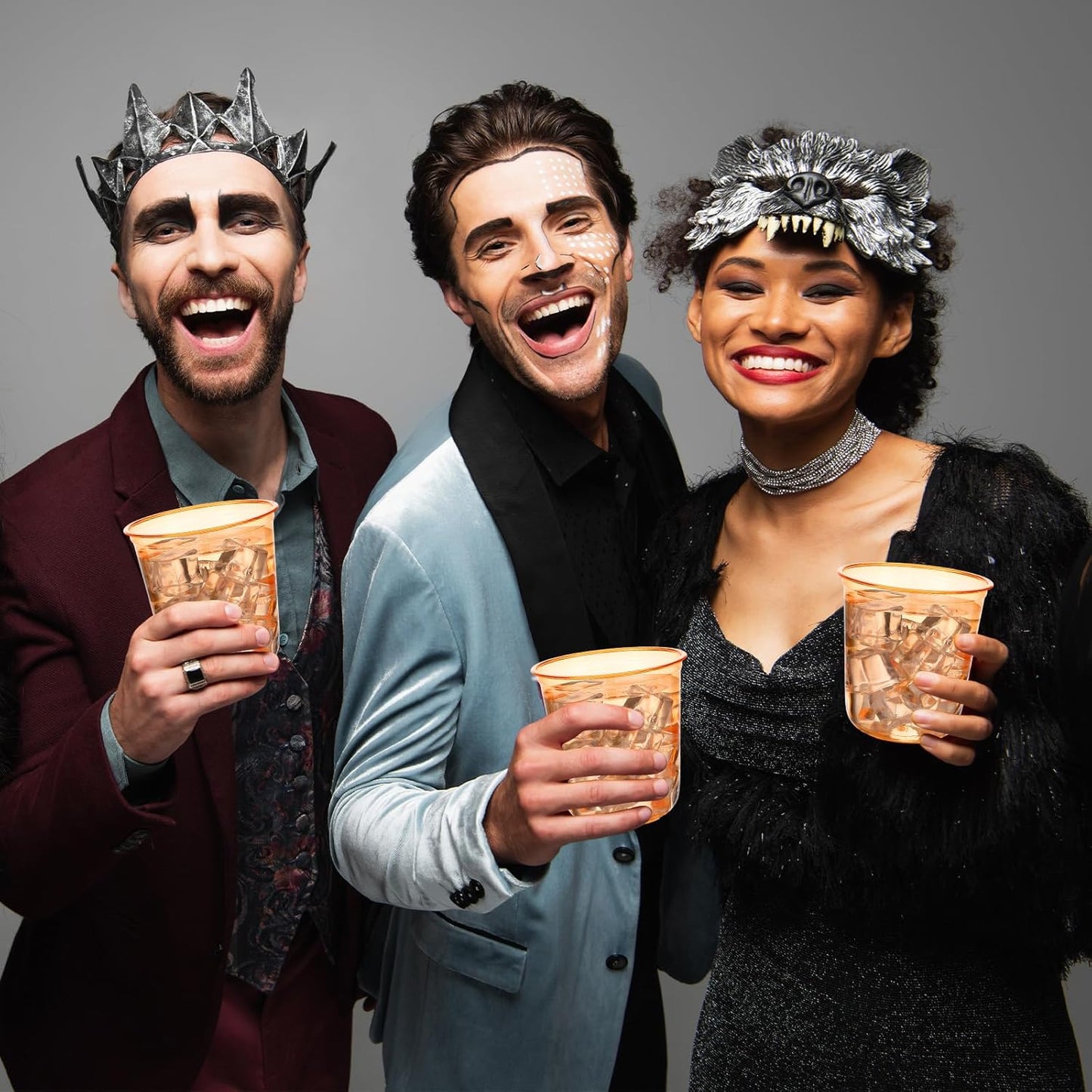 50pcs Disposable Stemless Glasses 12oz Crystal Plastic Wine Glasses Clear Classic Pet Cup for Meeting Weddings Birthdays Cocktail Christmas Party Supplies (Orange)