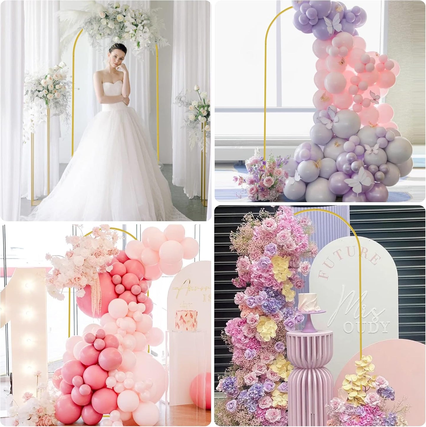 Wokceer 6 FT Wedding Arch Backdrop Stand and Arch Cover Metal Arch Stand with Arch Stand Cover for Birthday Party Wedding Ceremony Bridal Baby Shower Event Decor