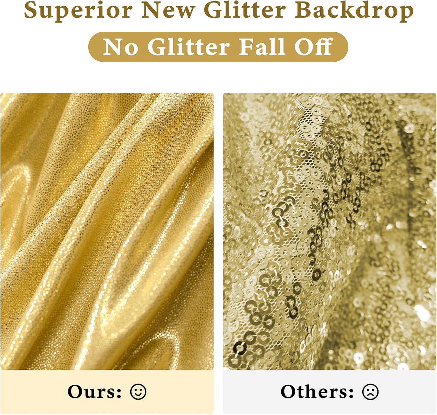 Outpain 10x14ft Gold Sequin Backdrop Curtains -Heavy Duty Gold Photography Backdrops with Non-Shedding Glitter, Wrinkle-Free Stage Drapes for Wedding/Christmas/Studio Shoots (5x14ft 2 Panels)