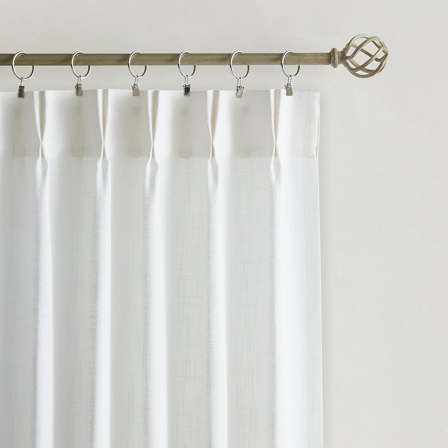 Vision Home White Pinch Pleated Semi Sheer Curtains Textured Light Filtering Window Curtains 120 inch for Living Room Bedroom Rayon Blended Pinch Pleat Drapes with Hooks 2 Panels 10ft 40" Wx120 L