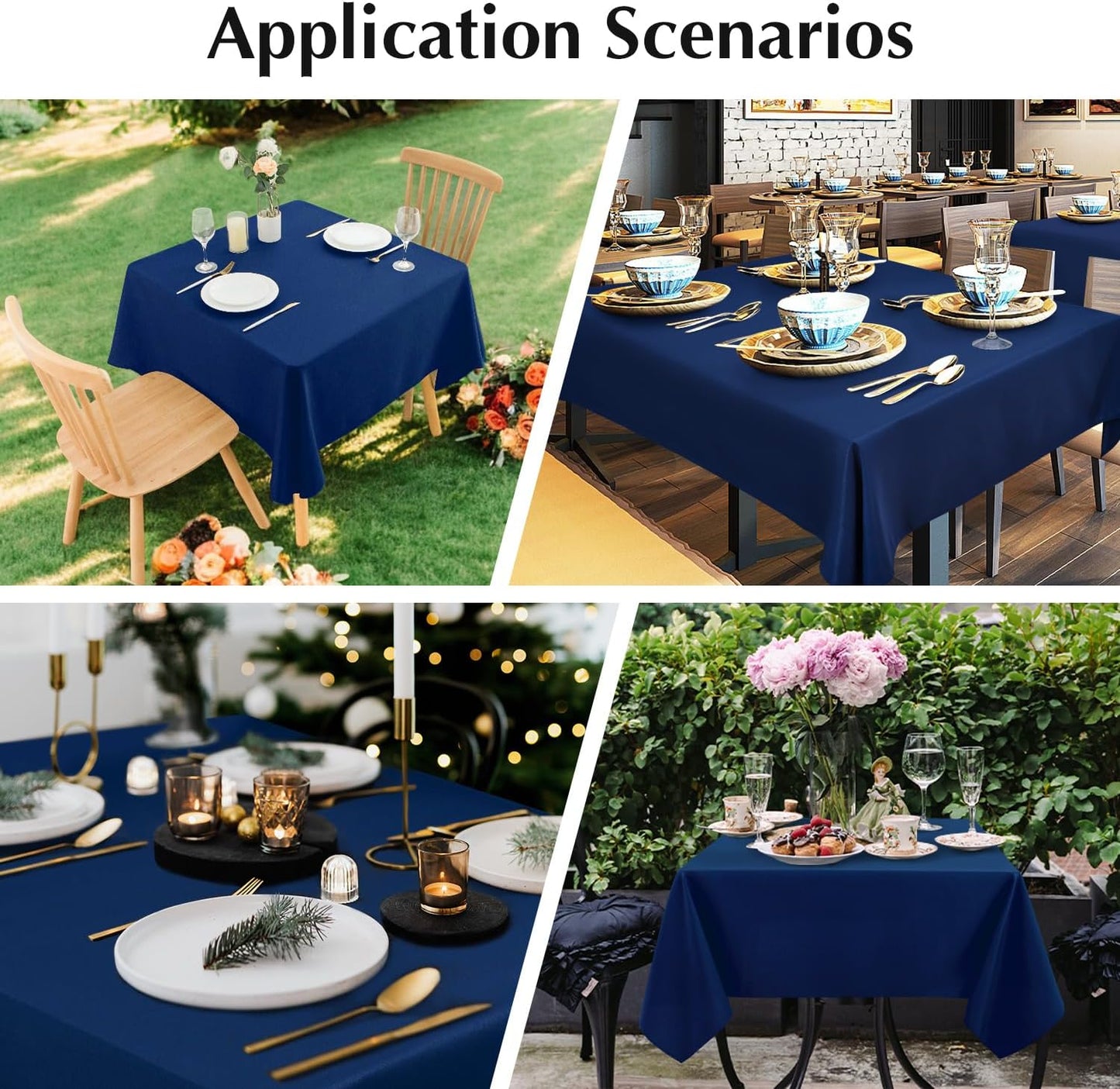 2 Pack Square Table Cloth 52X52 Inch Navy Washable Fabric Tablecloth Polyester Solid Dining Table Cover for Birthday Party Dinner Holiday Outdoor Indoor