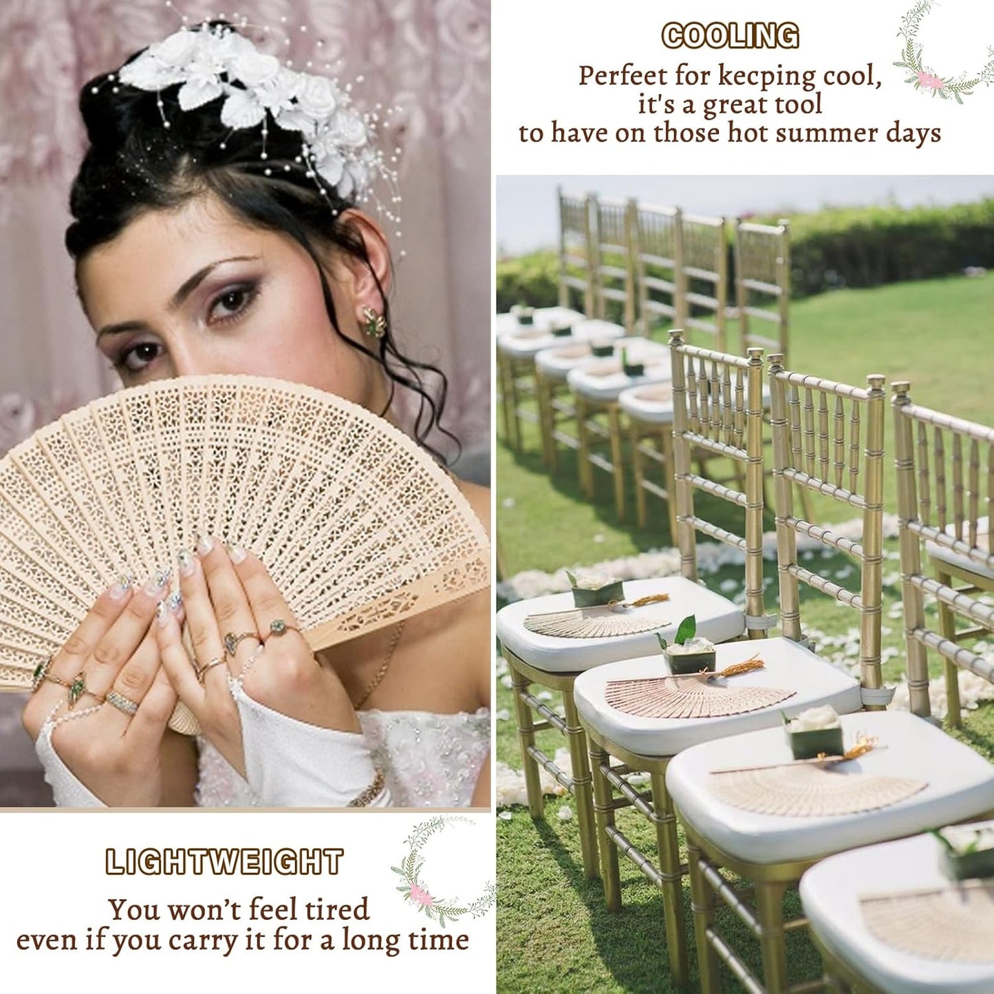 20/50/100Pcs Personalized Wooden Wedding Fans for Guests – Custom Text/Logo Folding Hand Fans for Party, Bridal Shower & Summer Wedding Favors(20)