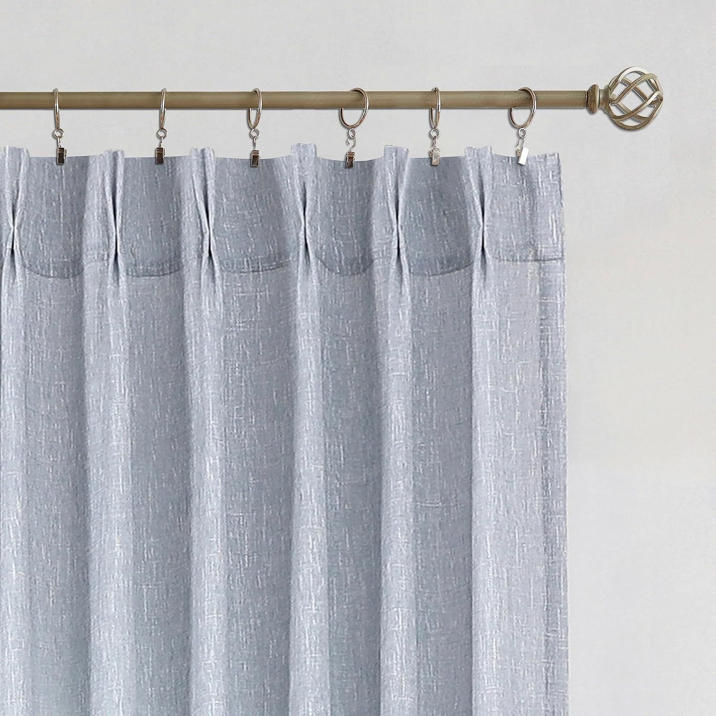 Vision Home Blue Pinch Pleated Semi Sheer Curtains Textured Light Filtering Window Curtains 102 inch for Living Room Bedroom Rayon Blend Chambray Blue Pinch Pleat Drapes with Hooks 2 Panels 40"Wx102"L