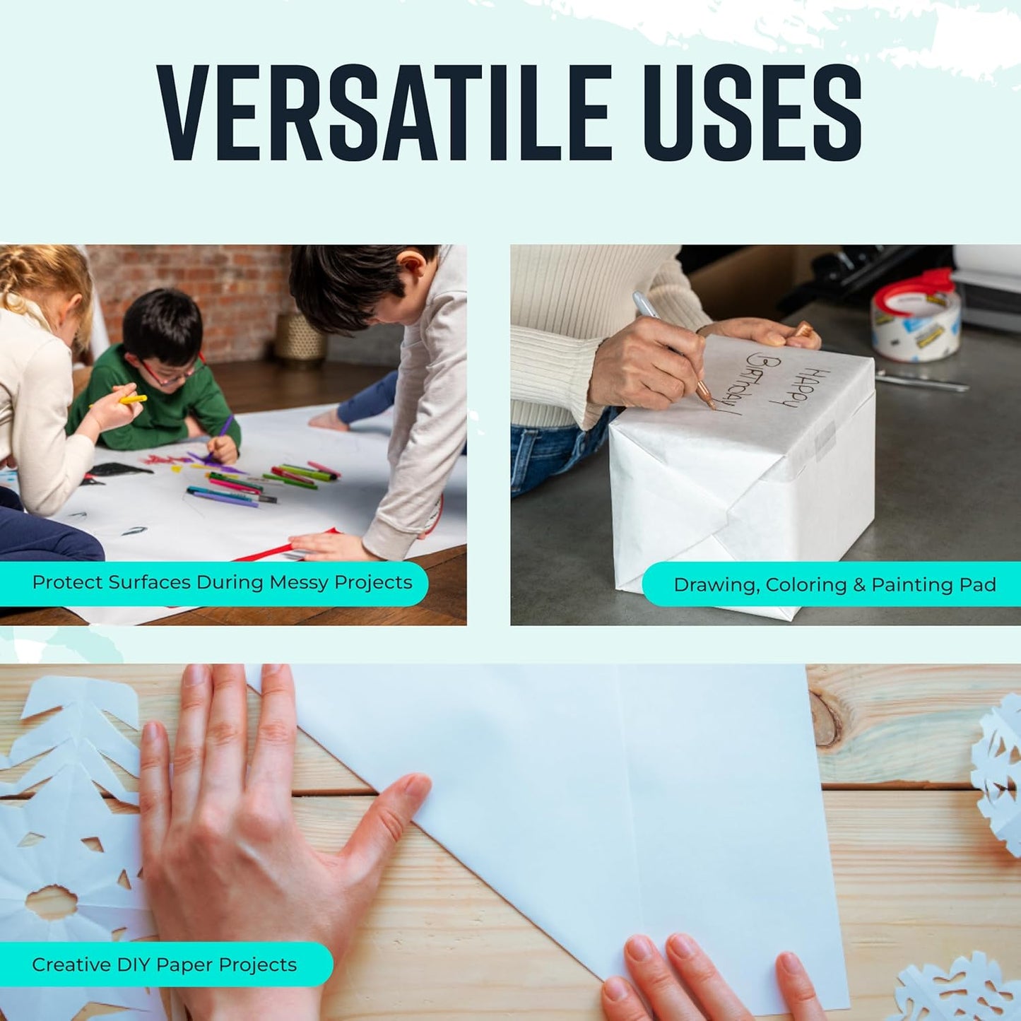 Bryco Goods 18”x2100” (175’) White Kraft Paper Roll for Painting, Drawing, Banner, Bulletin Board, Easel Paper, Floor Covering, Packaging, Shipping, Gift Wrapping, Arts & Crafts – Made in USA