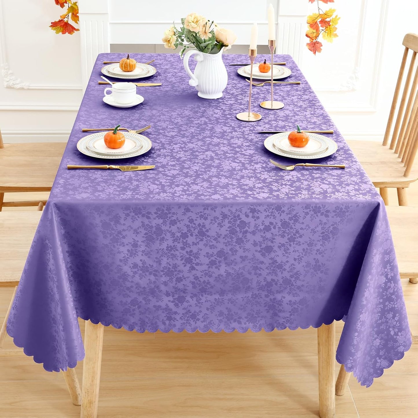 Smiry Rectangle Table Cloth, Waterproof Heavy Duty Vinyl Tablecloths, Wipeable Washable Table Cover for Kitchen and Dining Room (Purple, 60" X 120")
