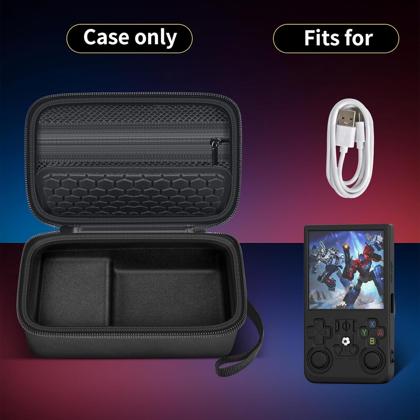 casmilee Retro Gaming Console Case for R36MAX Game Consoles, Handheld Gameboy Video Emulator Storage Holder Organizer, Portable Carrying Bag for USB Cables, SD Cards and Batteries (Box Only)