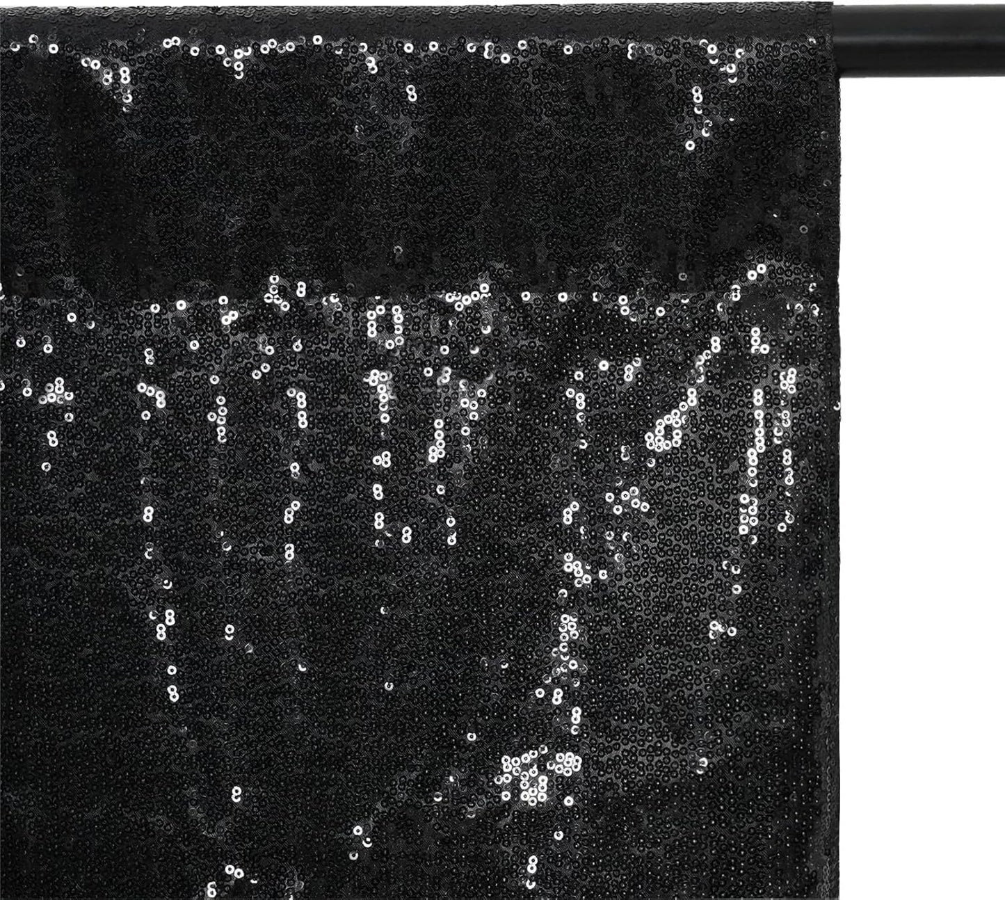 Eternal Beauty Black Thick Sequin Backdrop, 4x7 Ft Halloween Glitter Background Curtains for Shimmer Photography Party Wedding Birthday Back Drop Decor