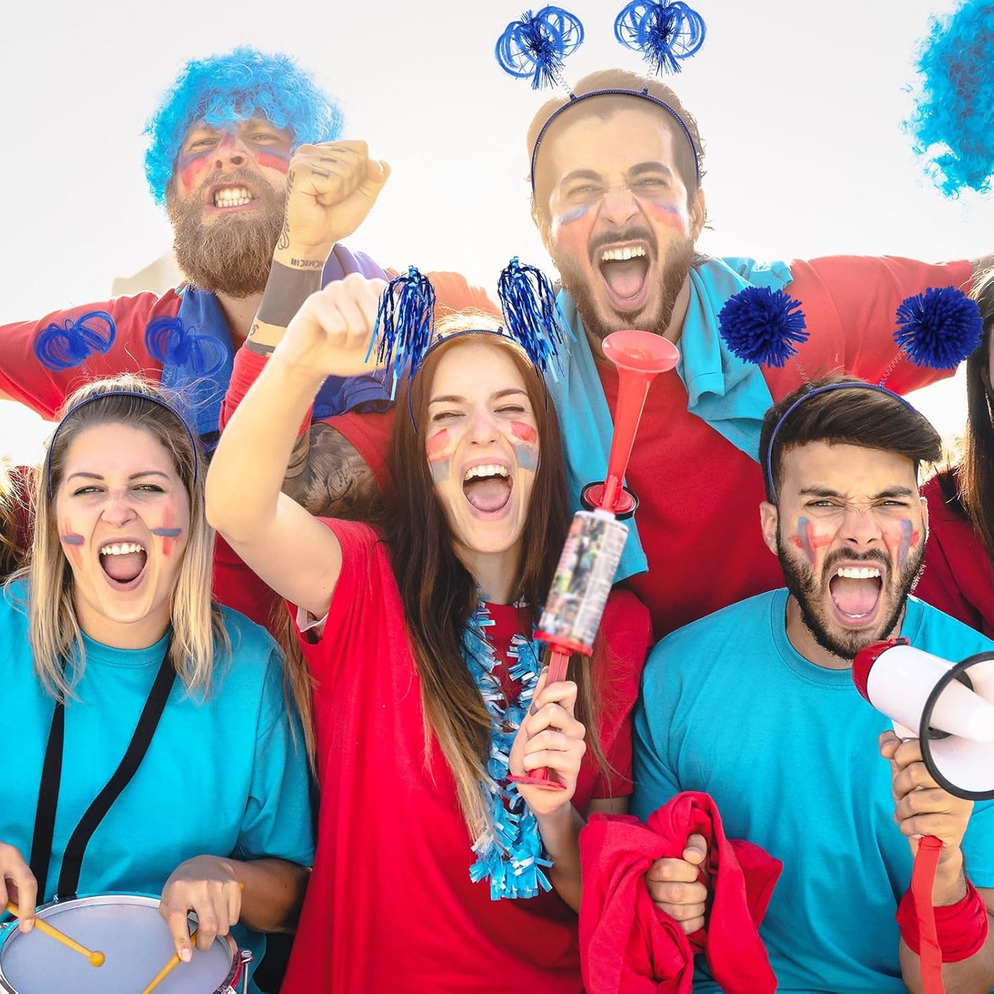 Censen 12 Pcs Halloween Pom Pom Party Headbands Tinsel Ponytails Spirit Head Bopper Headwear for Christmas Birthday Holiday