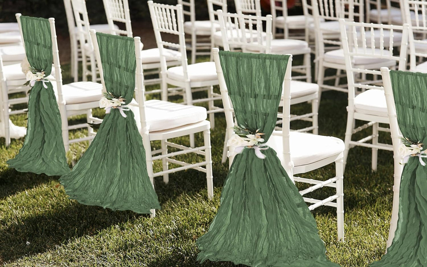 50 PCS Cheesecloth Chair Sashes, Bows Designed ChairSashes, 15.7x70 inch Chair Sashes for Aisle Decorations Universal Chairs Cover Decoration for Wedding Reception Party Banquet (Sage Green)