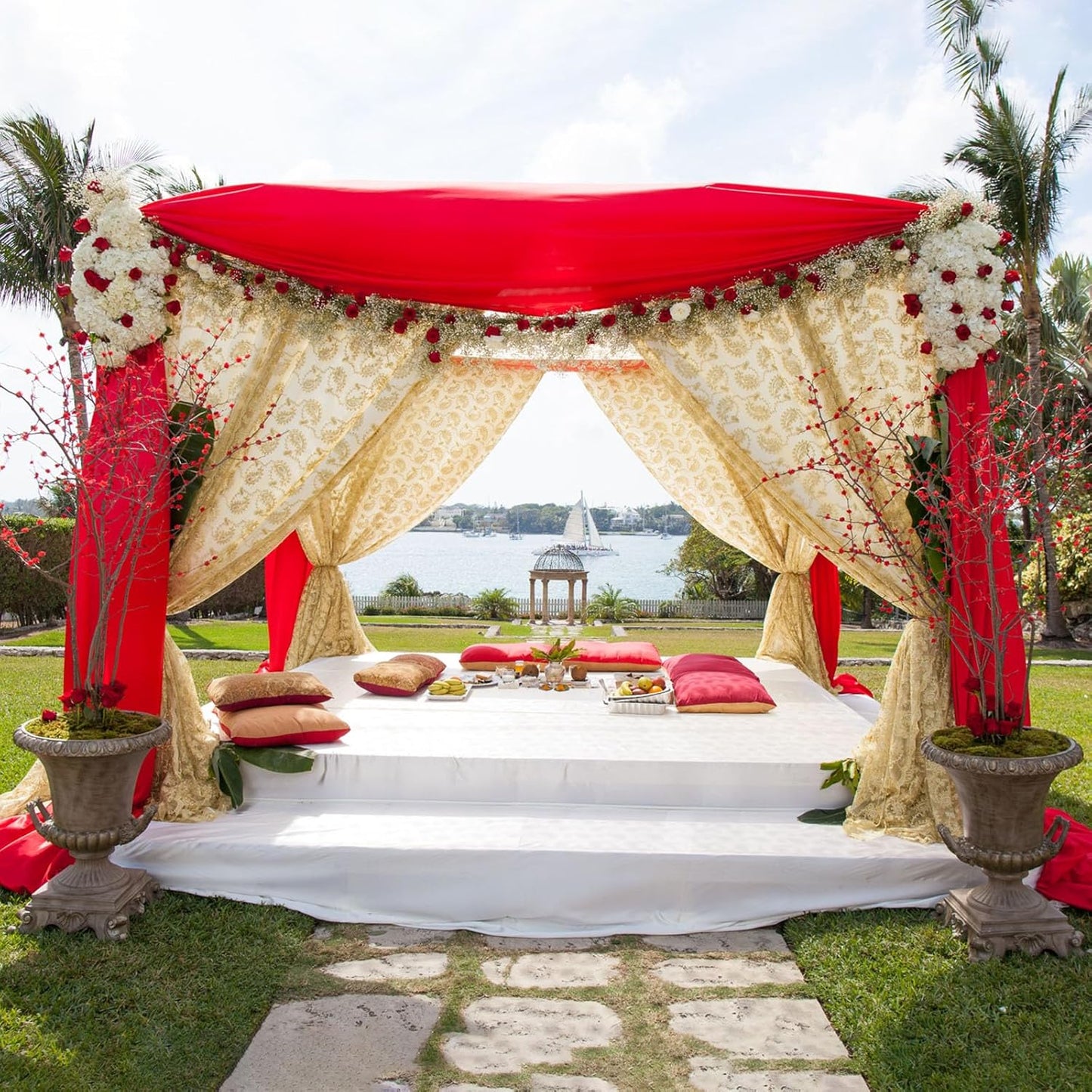 10ft x 10ft Red Backdrop Curtains for Parties, Fabric Satin Background Curtain with Rod Pockets for Weddings, Birthday, Baby Shower, Photography, Graduation Party Backdrop Drapes, 2 Panels