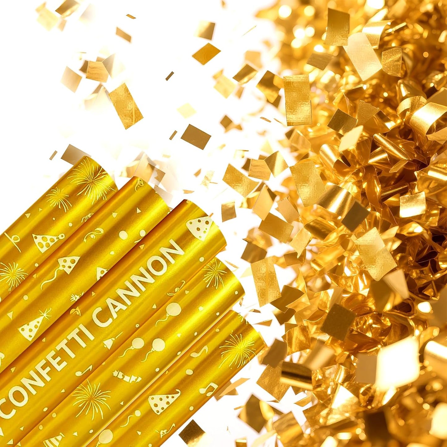 Gold Confetti Cannon Set of 5 | Long-Range Confetti Poppers for Birthdays, Graduations, Weddings, and Celebrations