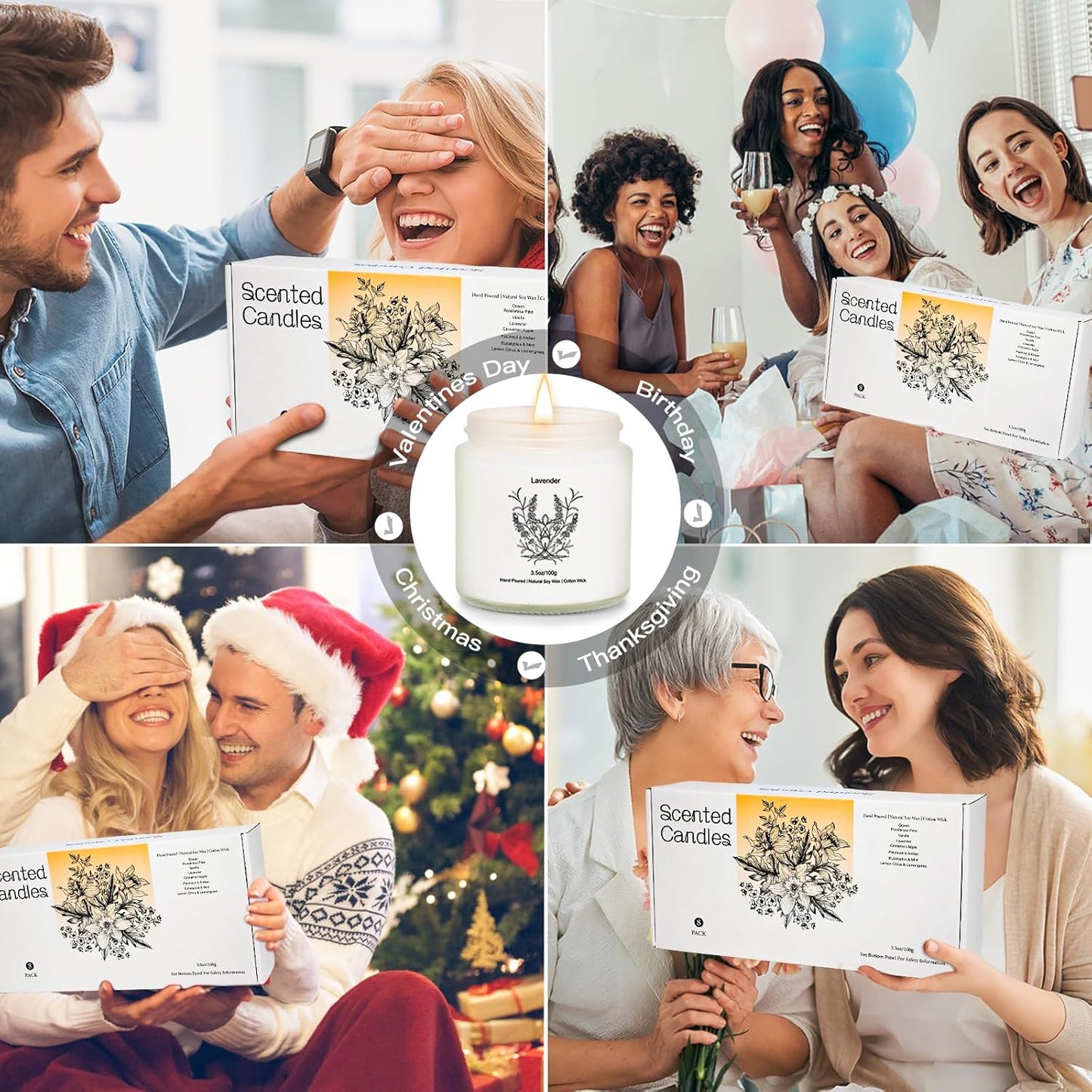 8 Pack Candles for Home Scented, Gifts for Women,Aromatherapy Candle Set for Women, Natural Soy Wax Jar Candles Set, Candle Gifts for Mother's Day, Birthday, Valentine's Day