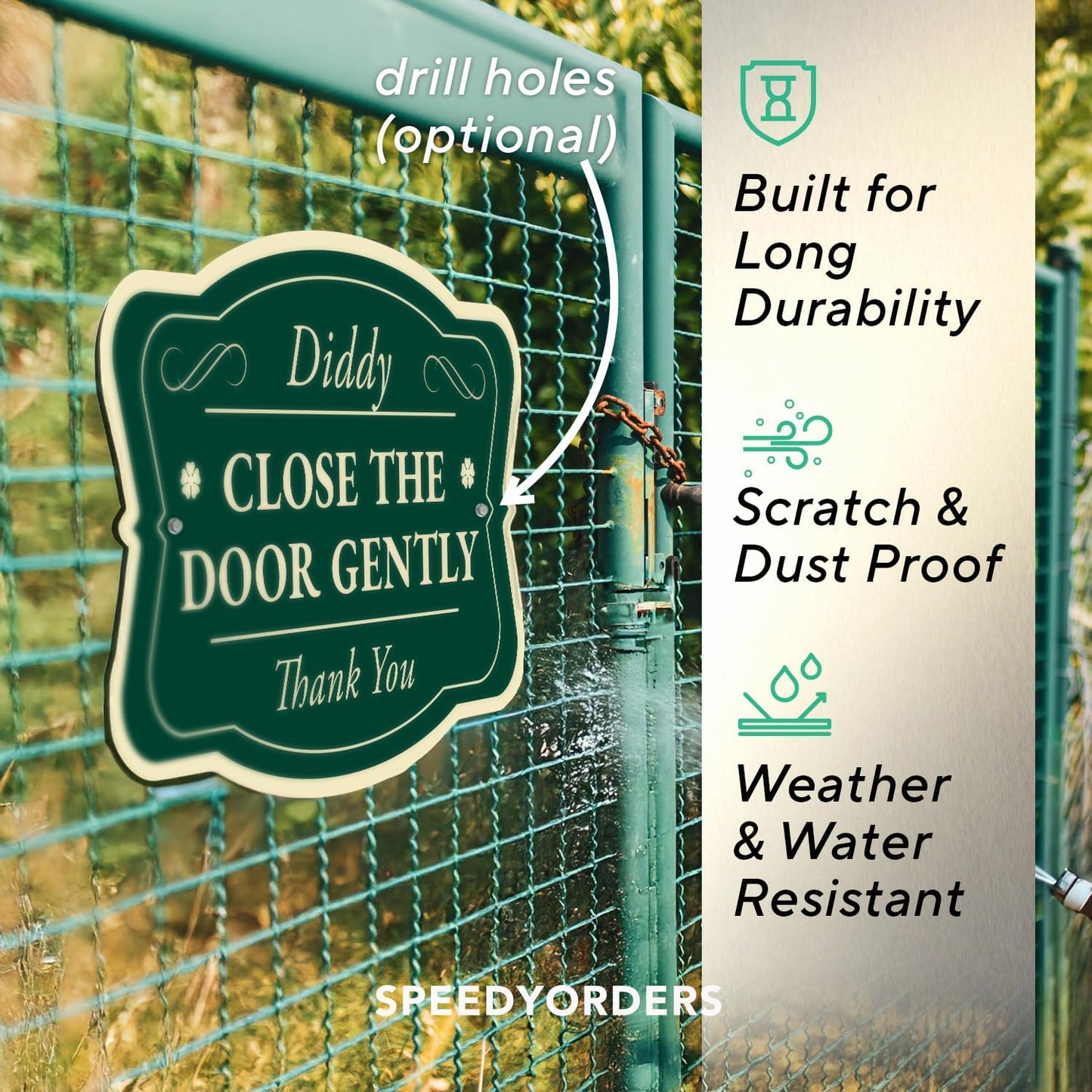 Custom Decorative Outdoor Metal Sign - Personalized Aluminum Driveway Sign, Waterproof, Made in USA - Design 3 Forest Green 24x18 In