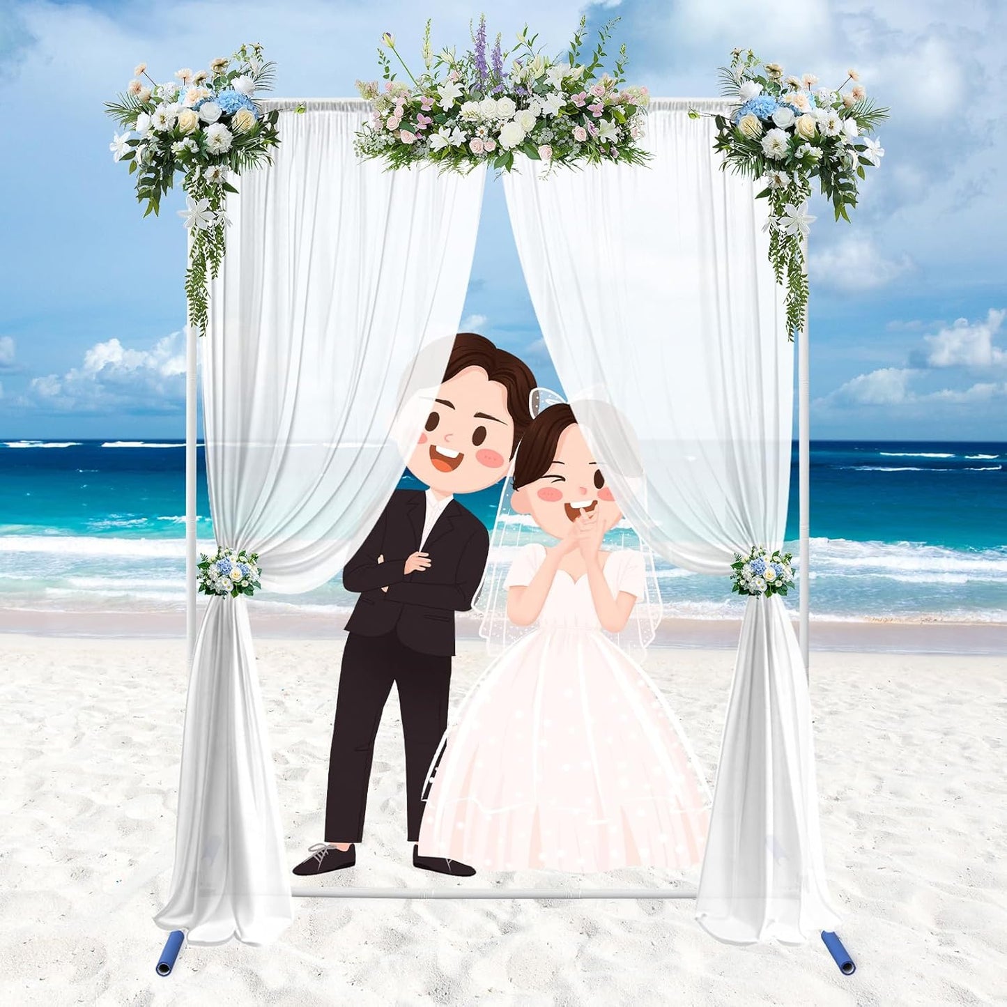 7*6FT Metal Backdrop Stand Commercial Grade, Extra Thick Rustproof Frame for Backdrop/Wedding/Party, Heavy Duty & Portable with Wide Adjustable Legs (White)