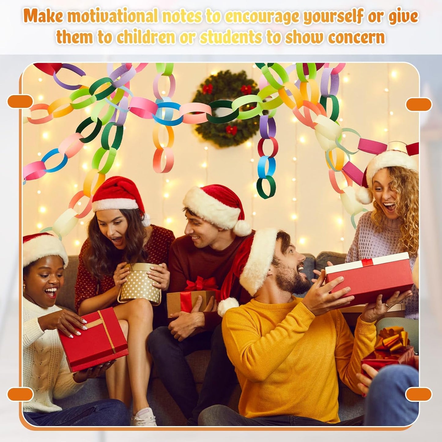 Lincia 1000 Sheets Halloween Paper Chain Garland, Construction DIY Crafts Chain Strip for Fall Thanksgiving Party Decor, 1x8 Inch with Double Sided Tape (Bright)