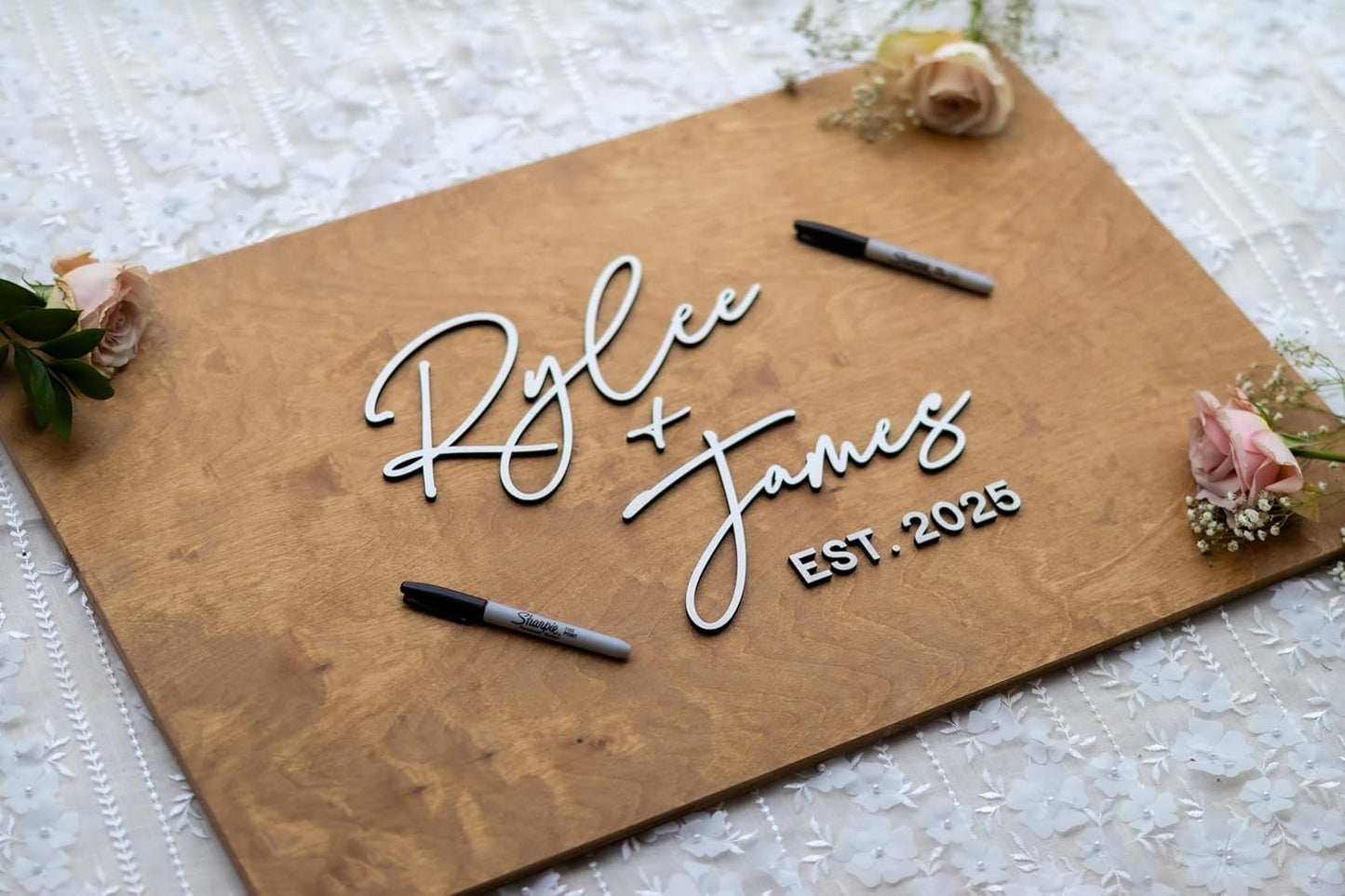 Personalized Last Name Guest Book, Unique Guest Book Sign, Custom Alternative Guest Book, Wooden Guest Book, Wedding Ceremony Guestbook Sign (Design 5)
