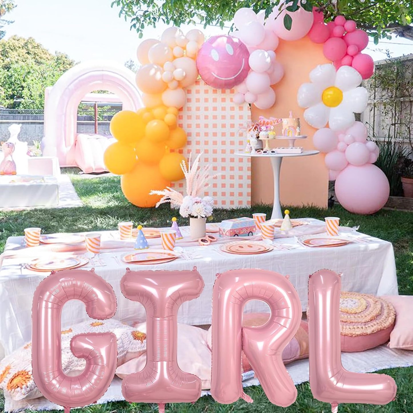 Self Inflating Pastel Pink S Letter Balloon, 40 Inch Large Alphabet Foil Custom Letter Balloon for Girls Birthday Party & Baby Shower Decoration