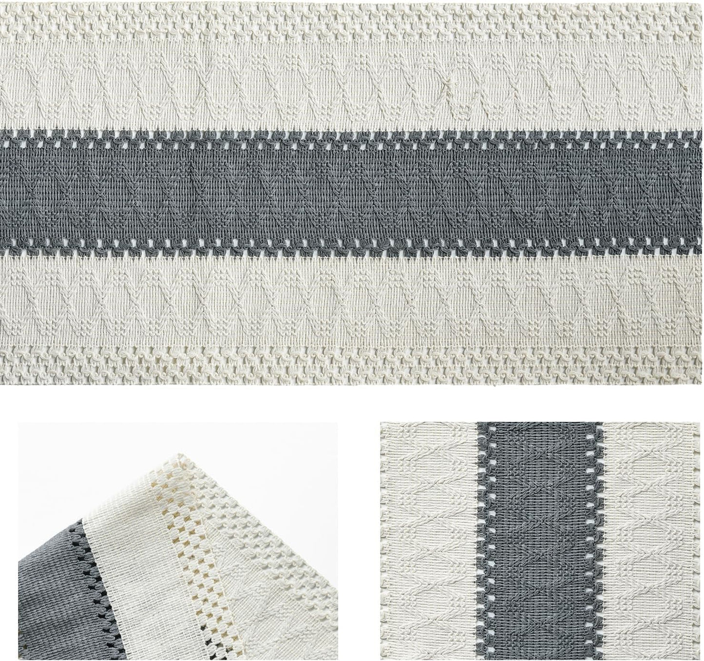 Artoid Mode Dark Grey Farmhouse Rustic Table Runner, Seasonal Holiday Hollow Kitchen Dining Table Decoration for Home Party Decor 12x48 Inch