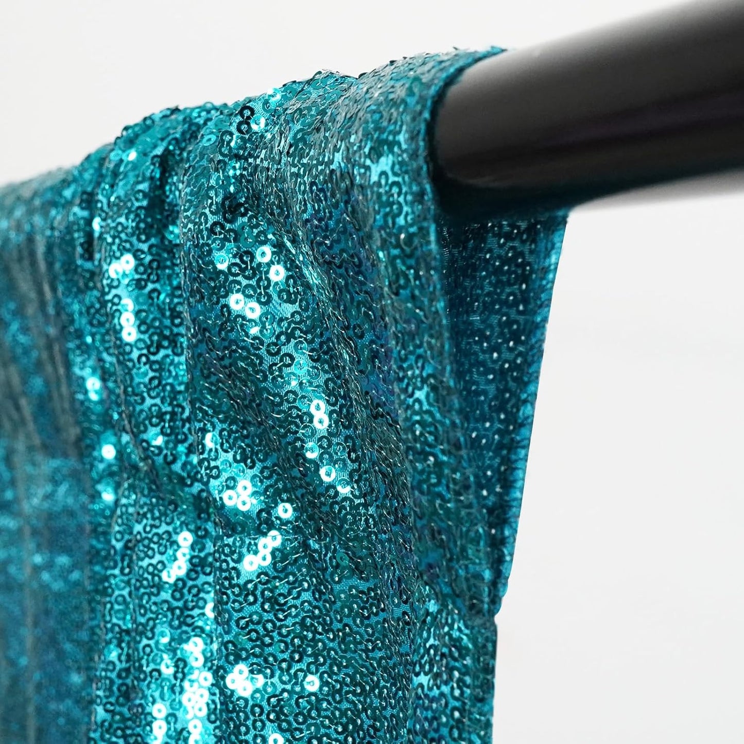 Poise3EHome 6Ft x 8Ft Teal Sequin Backdrop Curtain, Glitter Thick Satin Background Drapes, Opaque Sparkly Curtain, Sequin Backdrop for Xmas Thanksgiving Wedding Party Decor