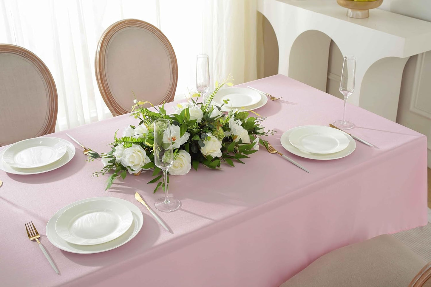 Craft And Party Rectangle Tablecloth, 70 x 120 Inch Pink Tablecloth, Polyester Fabric Washable Table Cloth for Home, Party, Wedding or Restaurant Use.
