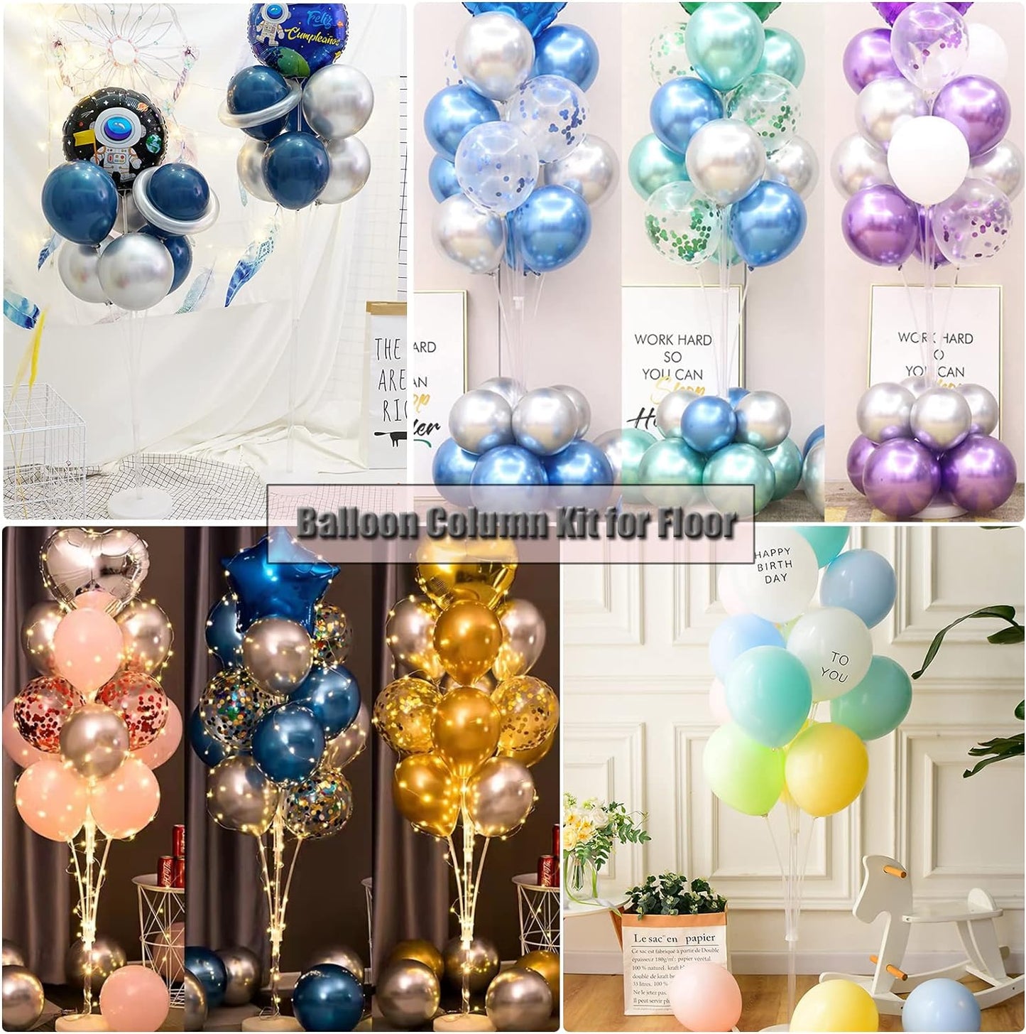Balloon Column Stand Kit for Floor - Set of 2, Base and Pole,Balloon Tower Backdrop Decoration for Wedding, Birthday Party, or Bachelorette Parties (Balloons not included)