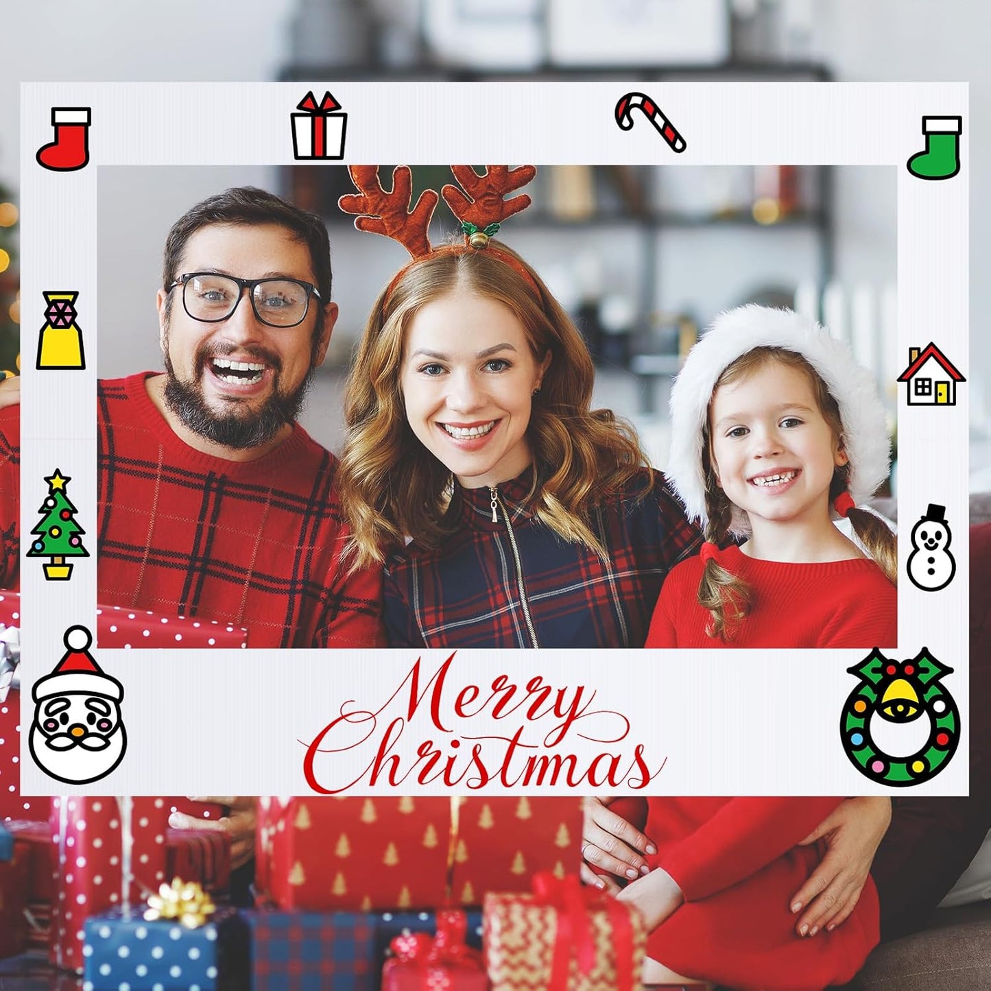 32 x 24 Inch Large Blank DIY Photo Booth Props Picture Frame Party Frame DIY Photo Booth Props Selfie for Birthday, Graduation, Christmas Holiday Party(White,Horizontal)