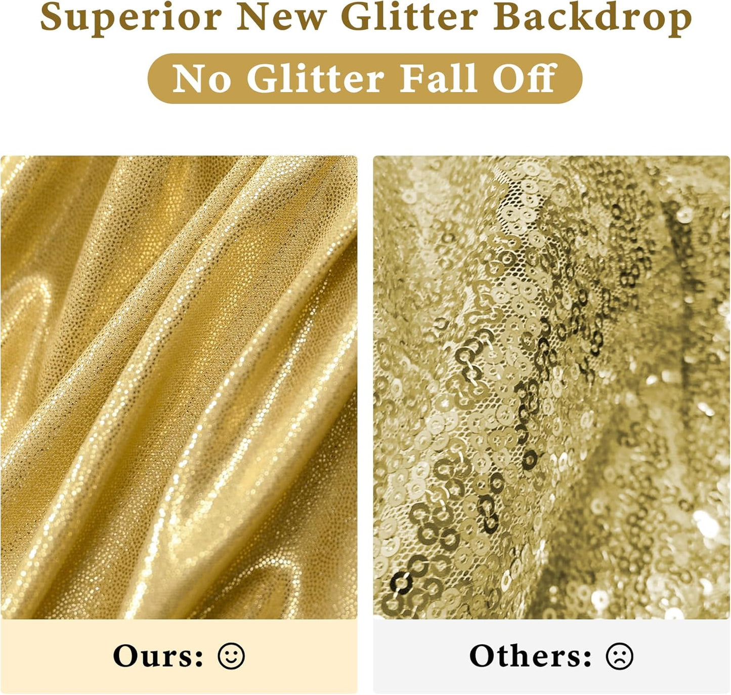 Outpain Thick 20 ft x 10 ft Gold Sequin Backdrop Curtain for Parties, Wrinkle Free Glitter Photo Backdrop Drapes 4 Panels 5x10ft Gold Back Drop Cloth for Wedding Christmas Photography Background