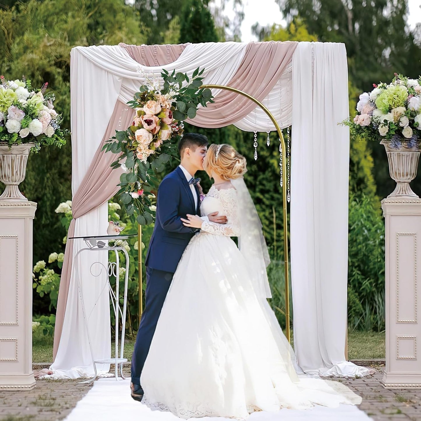 Wedding Arch Backdrop Stand 7.2FT Gold Wedding Balloon Arched Backdrop Stand Square Arch Frame for Birthday Party Bridal Baby Shower Ceremony Decoration