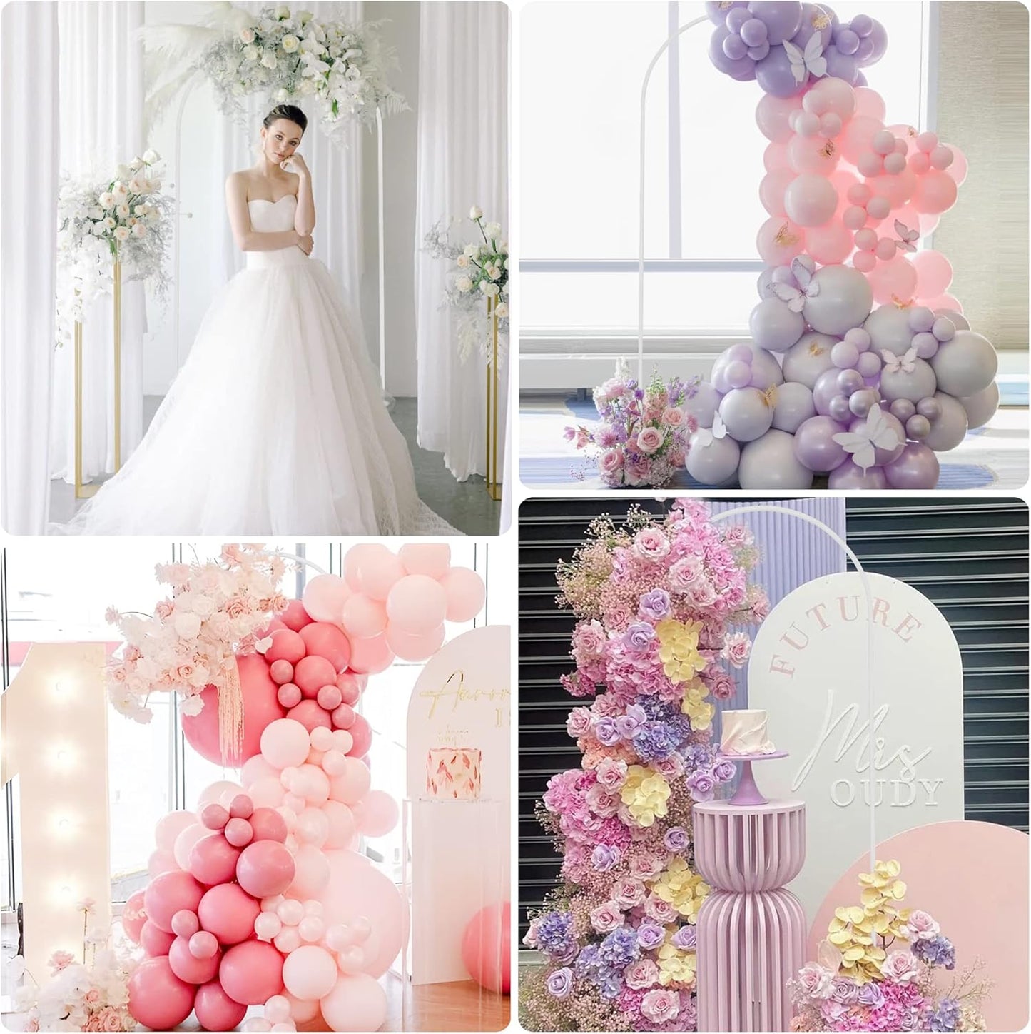Wokceer Wedding Arch Backdrop Stand, 6 FT Square White Metal Arch Backdrop Stand for Wedding Ceremony Photo Booth, Outdoor Indoor Birthday Party, Garden Floral Balloon Arch Decoration