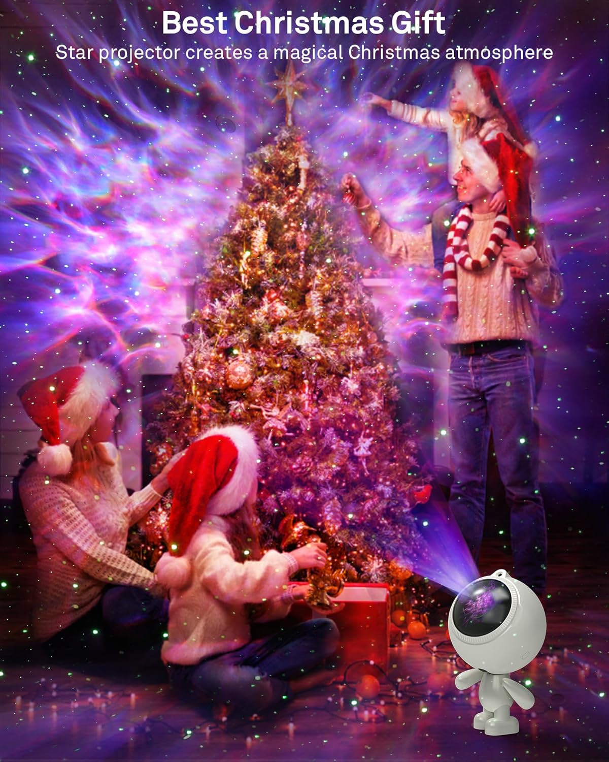 AIRIVO Dreamers Star Projector,Astronaut Galaxy Projector Bluetooth Speaker with Remote,White Noise,Interactive Posture Adjustment,Room Bedroom Decor,Birthday Christmas Gifts for Kids Adults