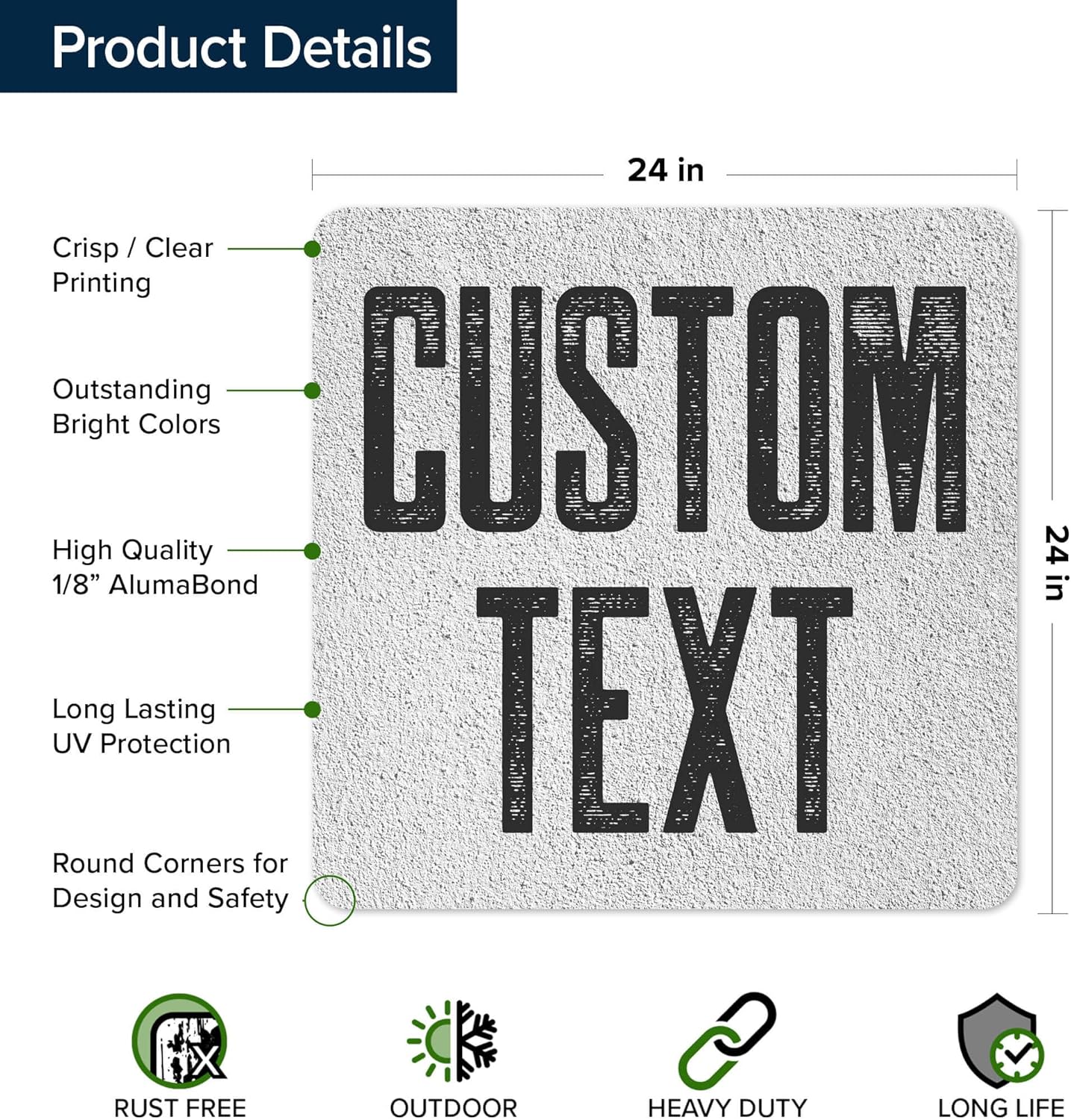 Custom Sign, Custom Street Sign, 11 Font Colors, 13 Font Styles, 4 Hole Options, 22 Sizes, 24x24 Inches, Rust Free DiBound, Fade Resistant, Made in USA by My Sign Center (Concrete)