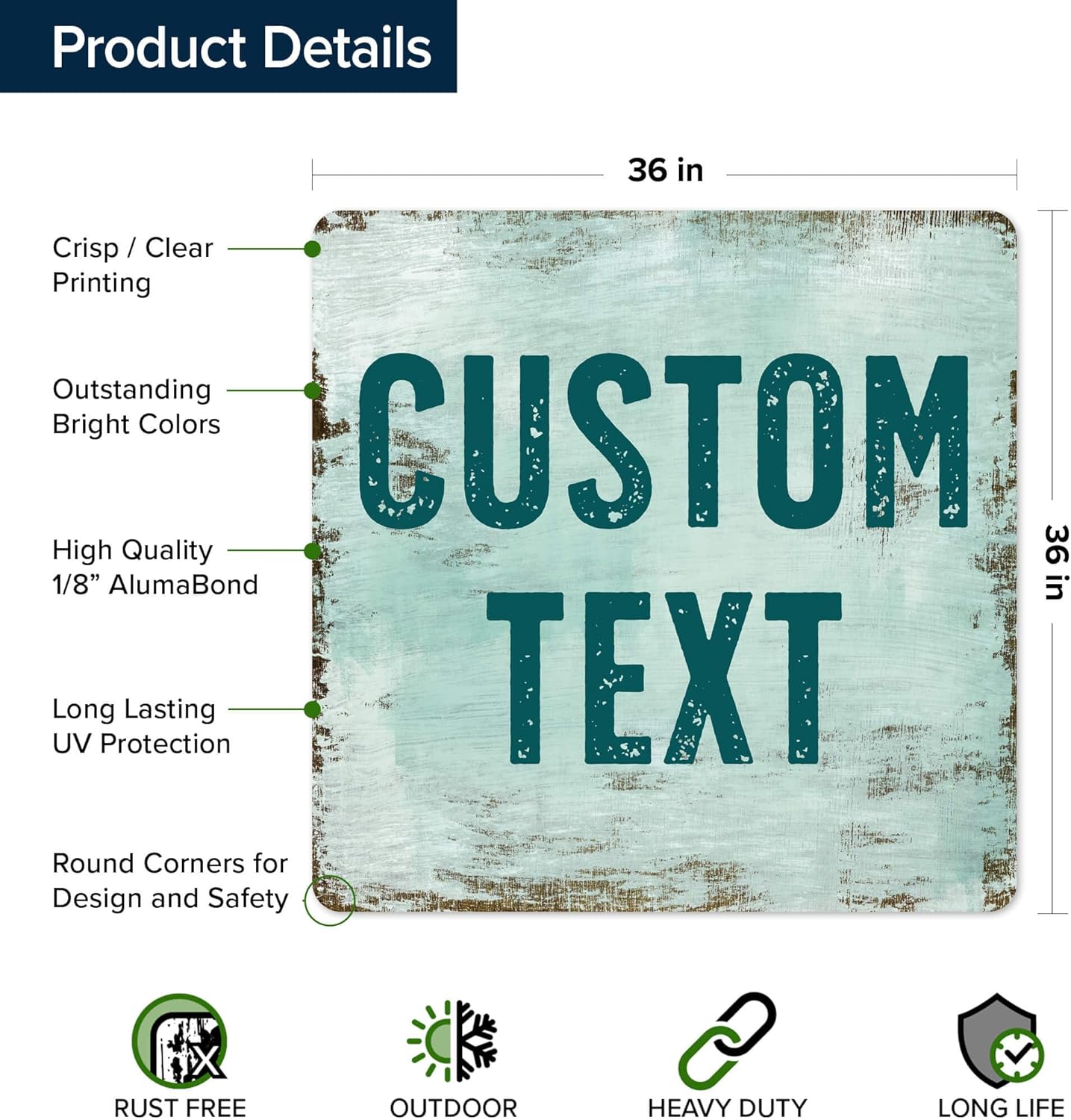 Custom Sign, Custom Street Sign, 11 Font Colors, 13 Font Styles, 4 Hole Options, 22 Sizes, 36x36 Inches, Rust Free DiBound, Fade Resistant, Made in USA by My Sign Center (Shabby Chic)