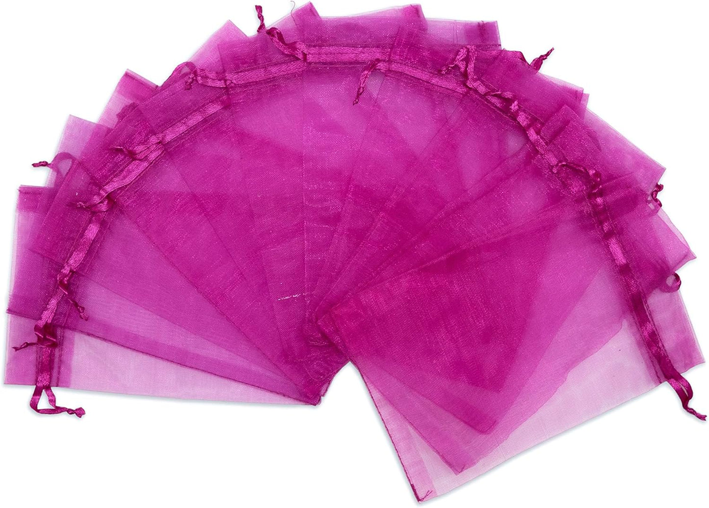 TheDisplayGuys 100-Pack 4x6 Hot Pink Sheer Organza Gift Bags with Drawstring, Goodie Bags for Jewelry, Candy Bags, Treat Bags, Wedding Favors Small Mesh Bags