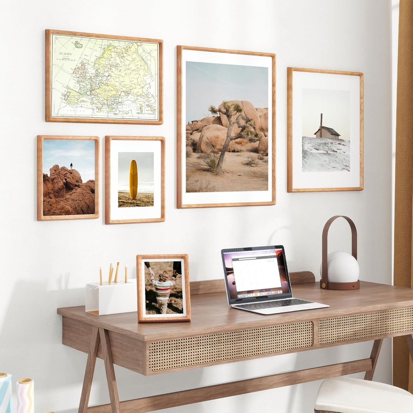 18x24 Picture Frame USA-Sourced Natural Cherry Wood Solid Original Wood Photo Frame Rounded Corner with Mat to 16x20 Picture Display with Real Glass Family Picture, Wedding Picture, Photo, Certificate