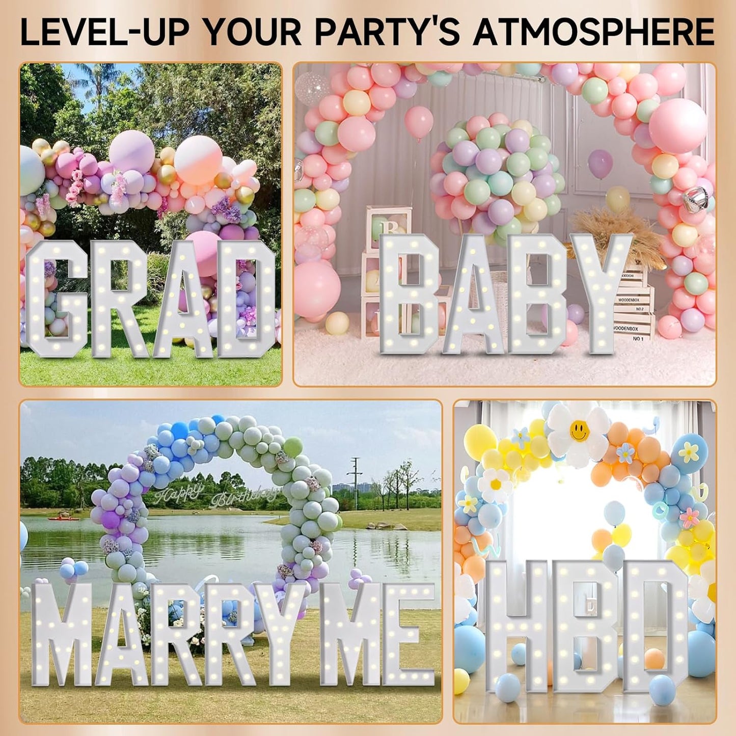 EUFONY Marquee Letters 4 Feet Tall, 4 FT Marquee Light Up Letters, Giant Light Up Letters 4FT for Birthday Party Baby Shower Gender Reveal Graduation Prom Decorations, Letter T with LED Lights DIY Kit