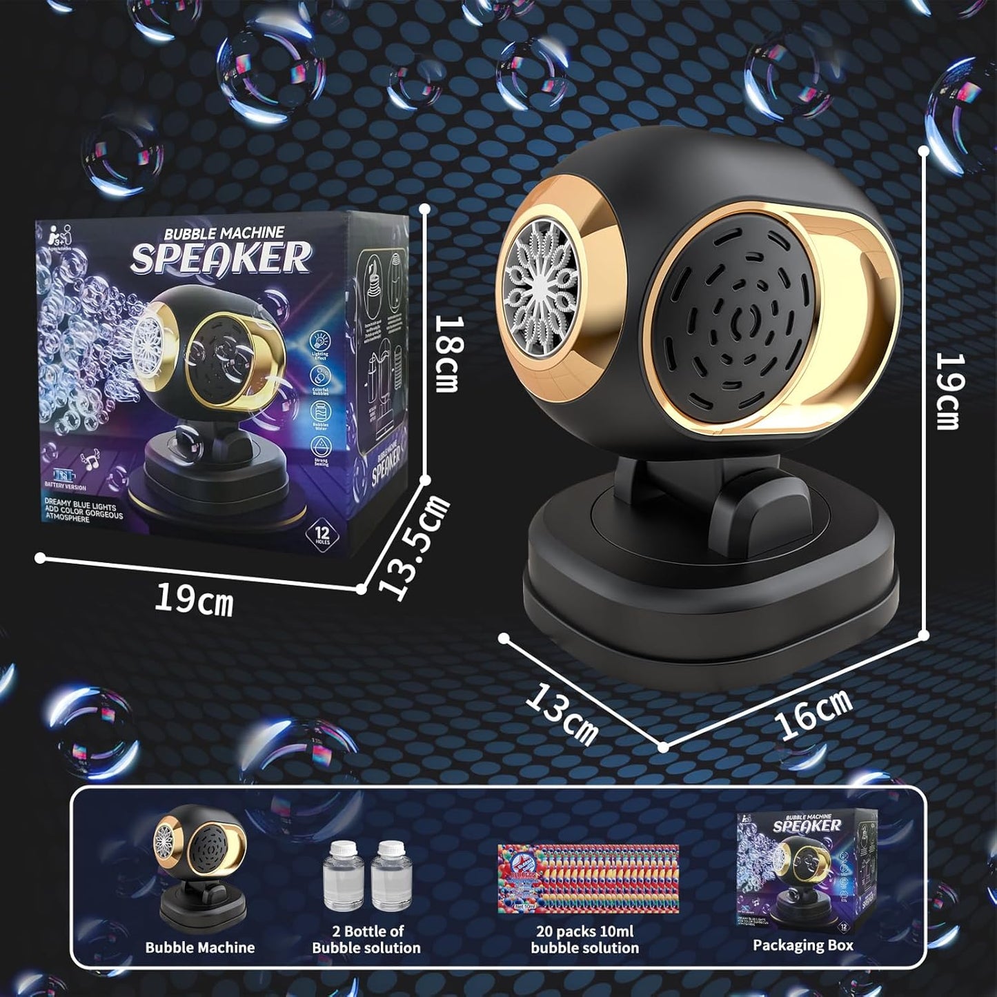 BOMOCO Bubble Machine Battery Operated Durable Bubble Blower Machine Automatic Bubble Machines for Kids Toddlers Parties Wedding Birthday Summer Outdoor Indoor Beach Halloween Favors, Black