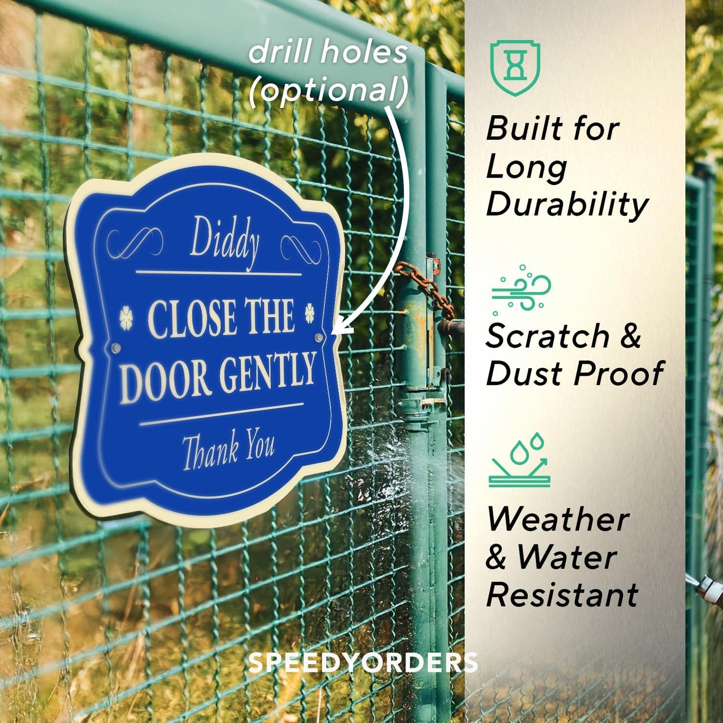 Custom Decorative Outdoor Metal Signs, Personalized Aluminum Signs, Customized Driveway Signs, Waterproof Signs Made In USA, Design 3 Blue Steel 14x10 In