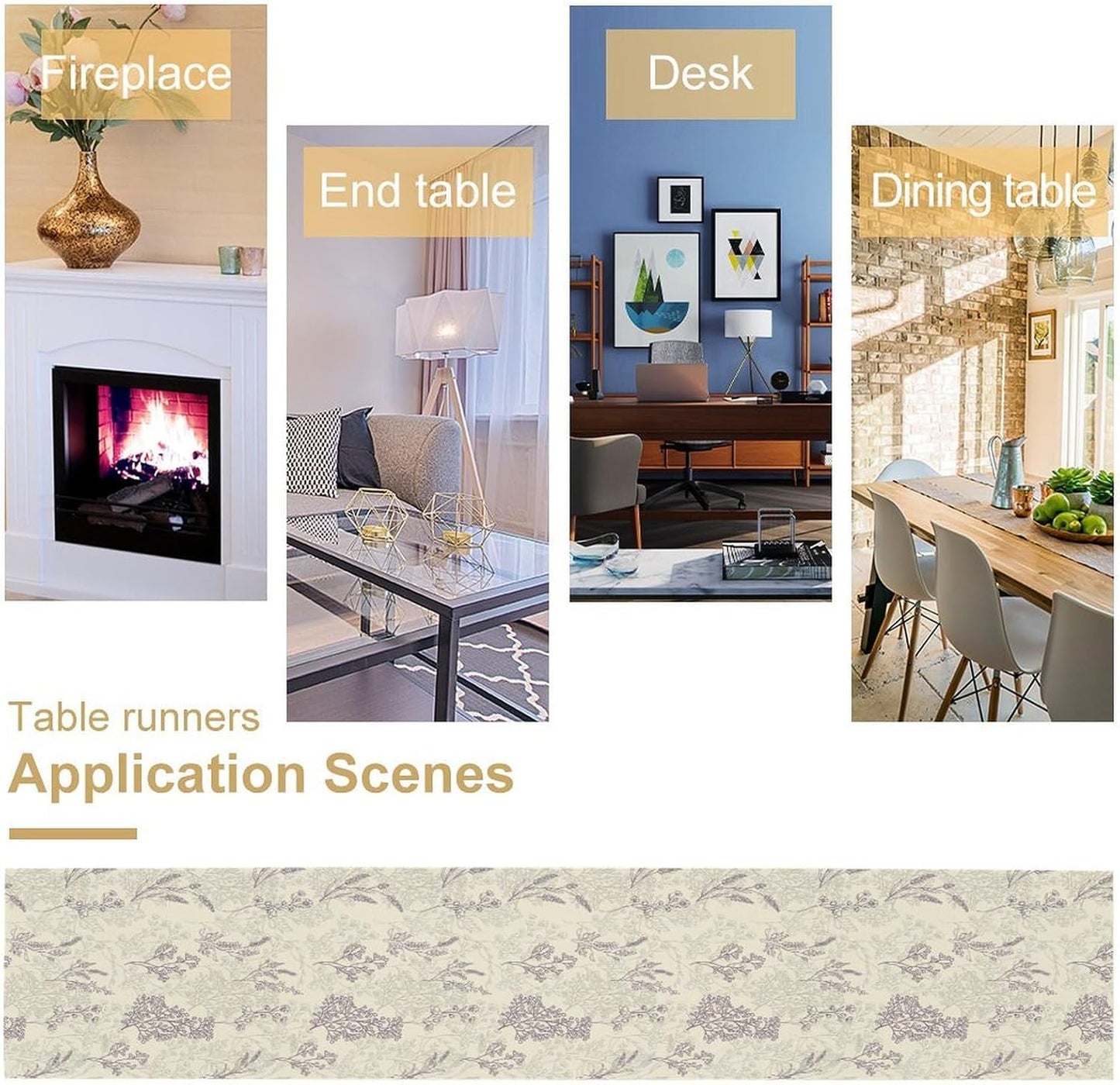 Purple Lavender Table Runner Vintage Watercolor Modern Kitchen Restaurant Decoration Suitable for Indoor and Outdoor Wedding Party Banquet Table Runner 13x60 Inch