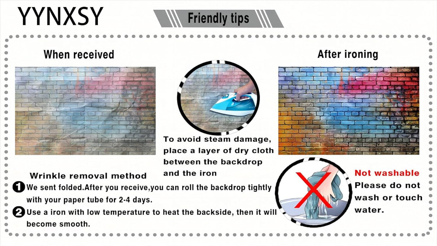 YYNXSY Colorful Brick Wall Photo Backdrop - Retro Stone Brick Wall Background - Microfiber Background Decoration - 8X6FT YY-24