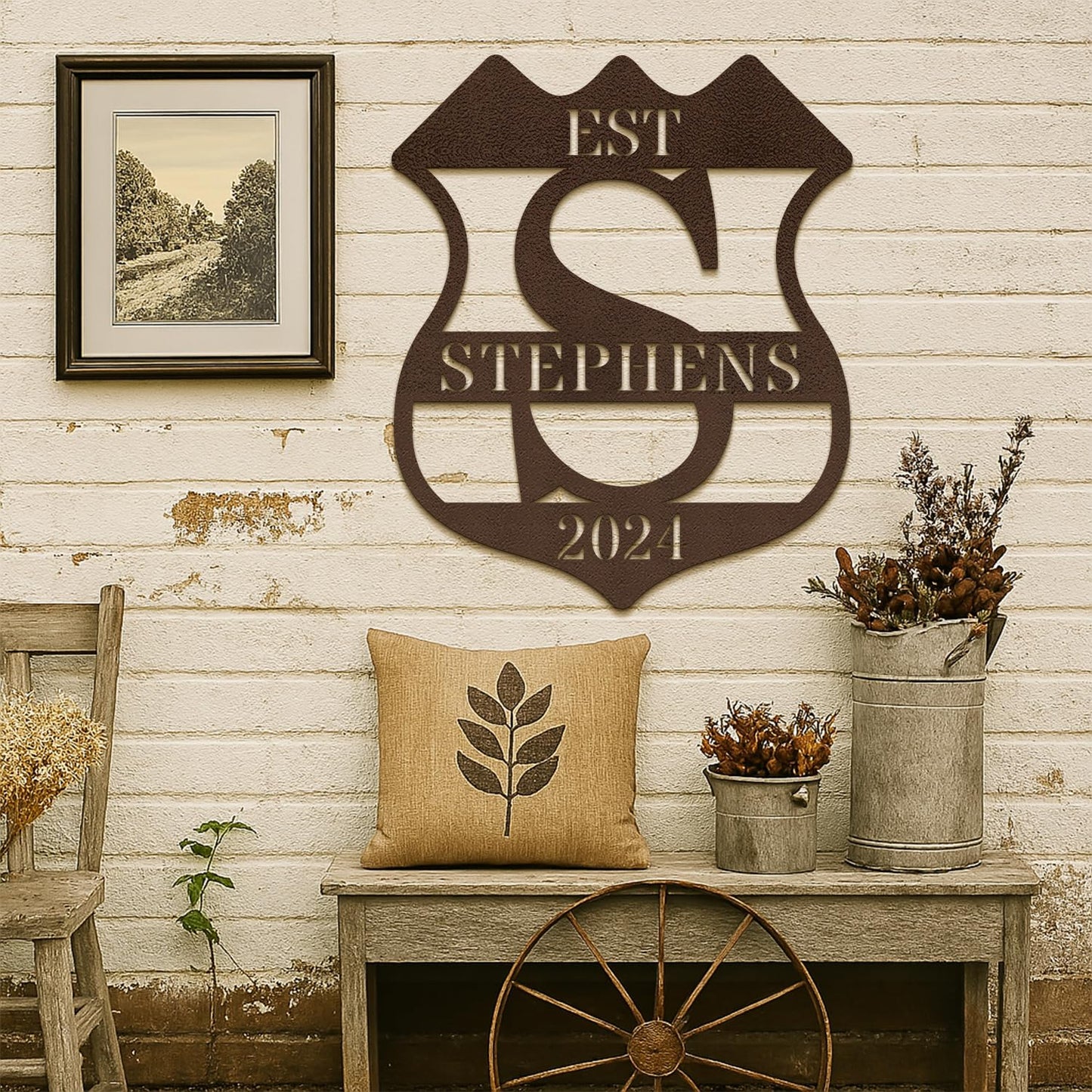 Custom Metal Signs Metal Name Sign Metal Wall Art Split Letter Monogram Wall Decor Metal Wall Art Last Name Sign Family Name Sign Personalized Wedding Gift Fire Pit Sign Outdoor Decor Cabin Sign