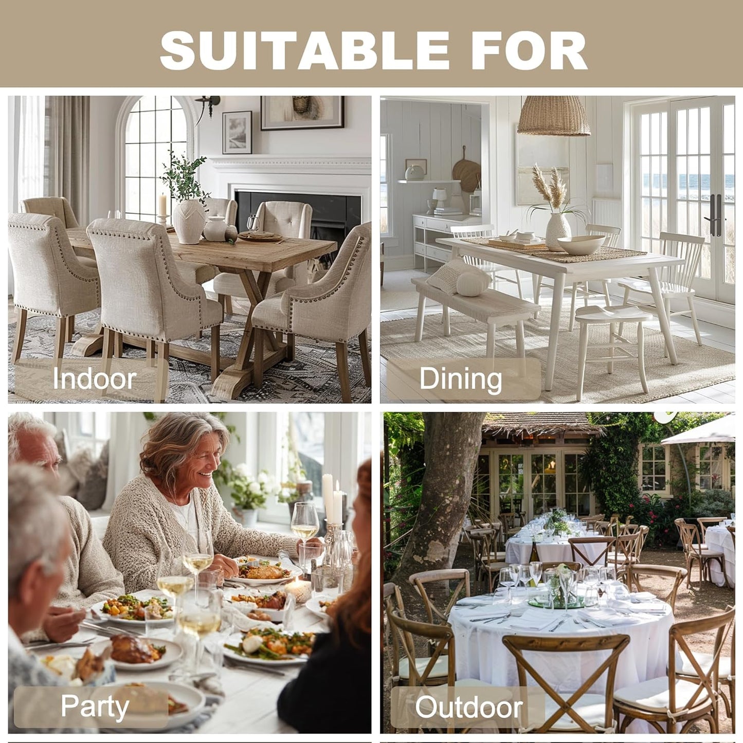 Hiasan Faux Linen Rectangle Tablecloth - Wrinkle and Stain Resistant Washable Table Cloth for Kitchen Dining Room Holiday Table Cover for Party Dinner, Beige, 70 x 108 Inch