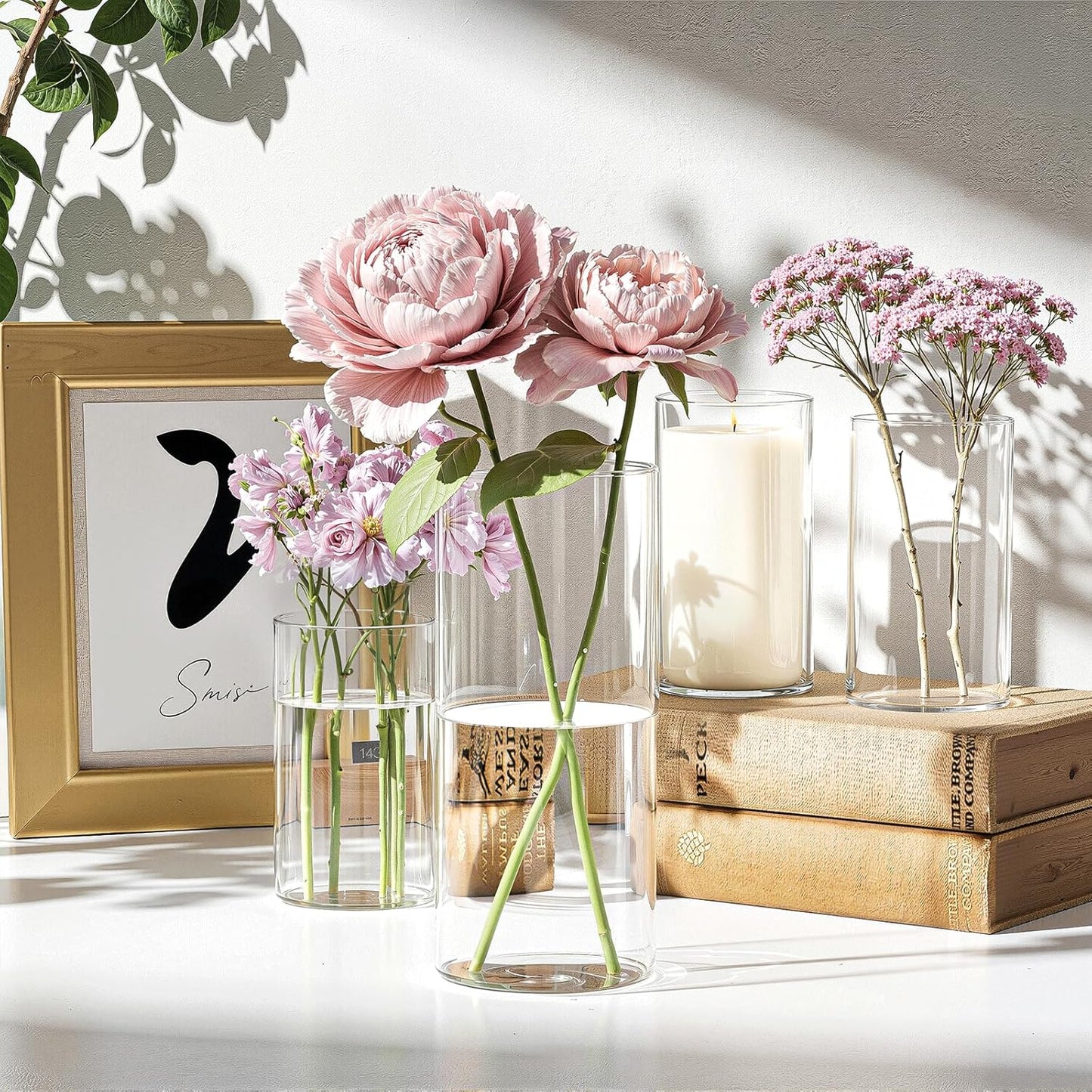 30 Pack Glass Cylinder Vase for Centerpieces, Clear Flower Glass Vases for Wedding Decorations, Hurricane Floating Candle, Holder for Table Centerpiece Wedding Home Décor