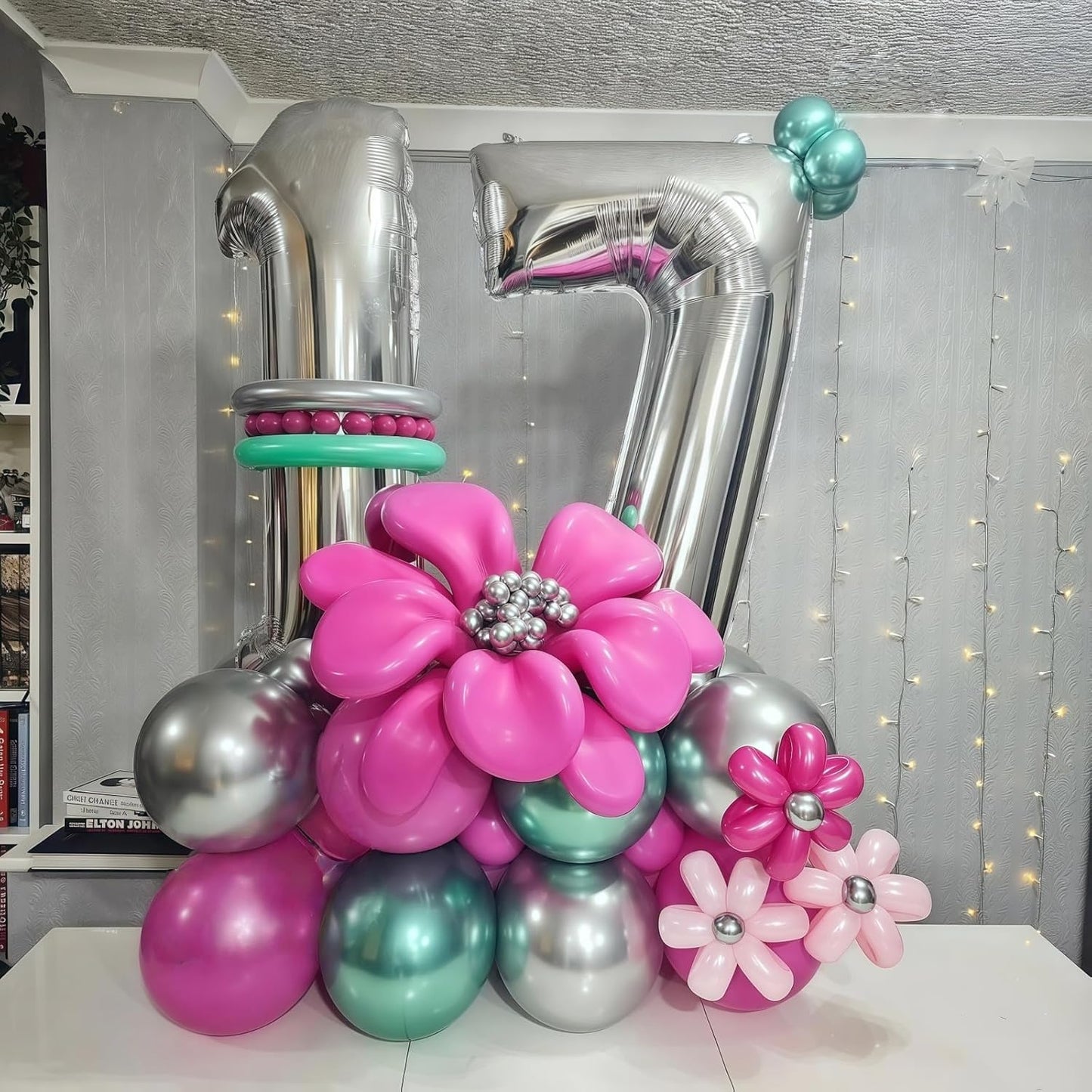 Number 15 Balloons Silver, Giant Number 1 & 5 Helium Foil Balloon for Girls 15th Birthday Decor, 40 Inch Self Inflating Mylar 15 Balloons Number for Man Women Anniversary Party Decorations Supplies