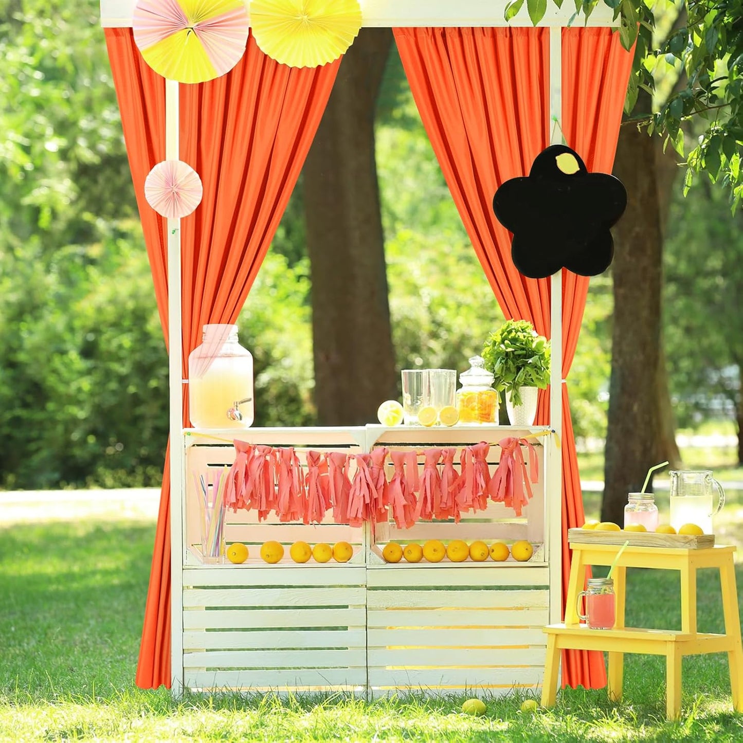 DWCN 10x7 FT Backdrop Curtains for Parties, Photography Backdrop Drapes with Rod Pockets for Wedding Decorations Stage Birthday Family Gatherings, 2 Panels 5ft x 7ft, Orange